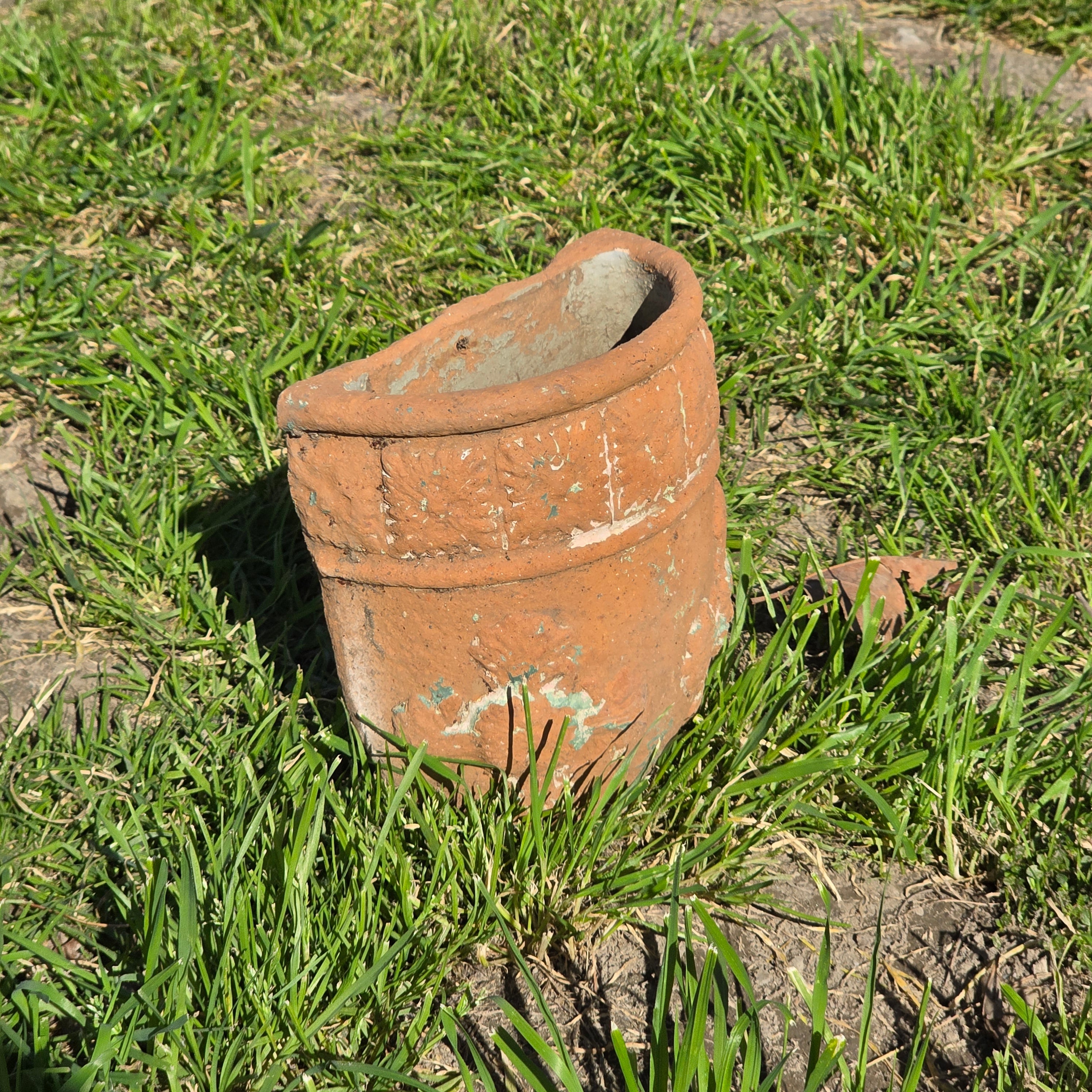 Vintage Half-Moon Wall Terracotta Planter - Relief Floral Motif