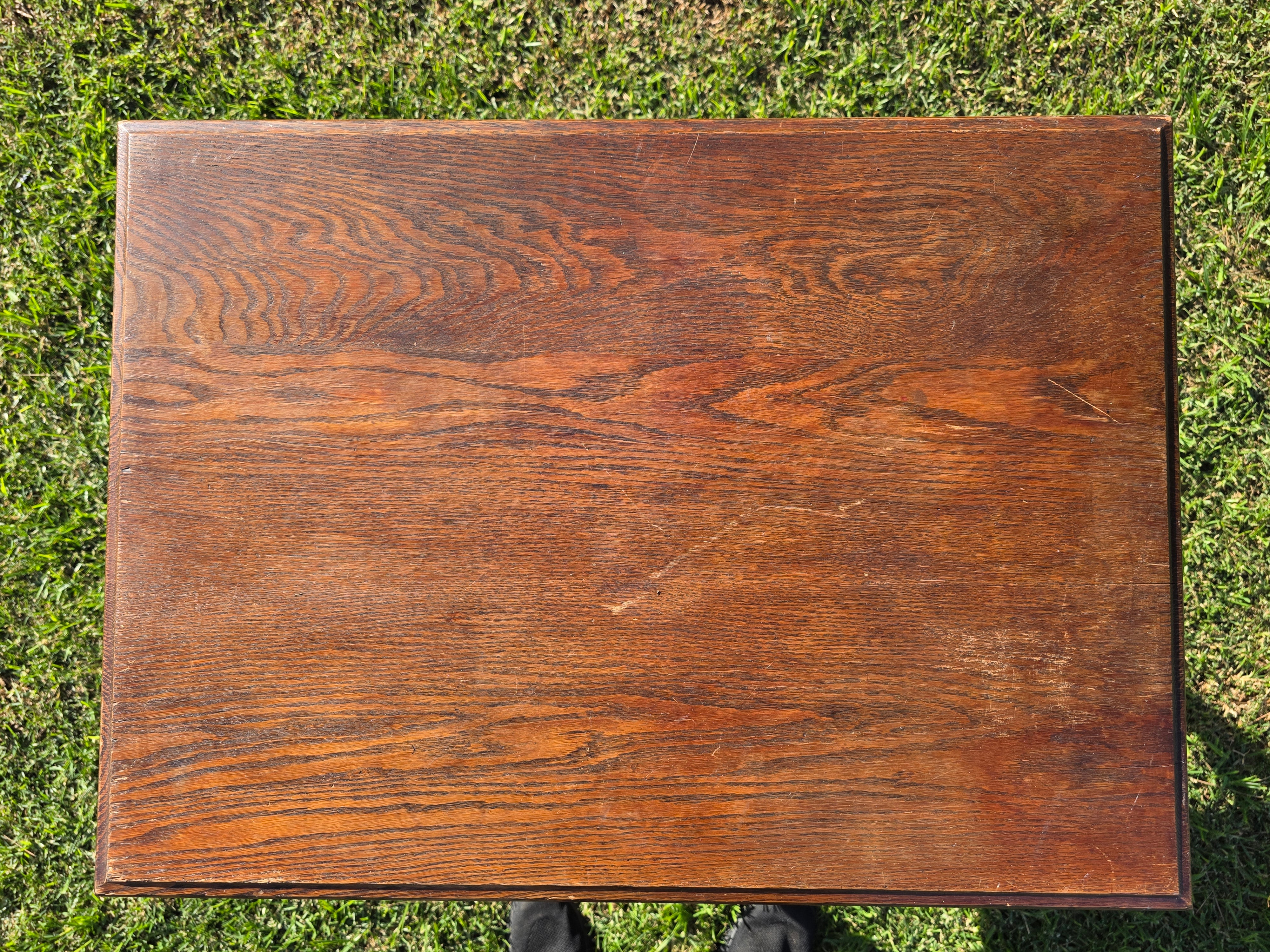 Antique Eastlake Victorian 2-Tier Parlor Table - Geometric Carvings Oak 19th C