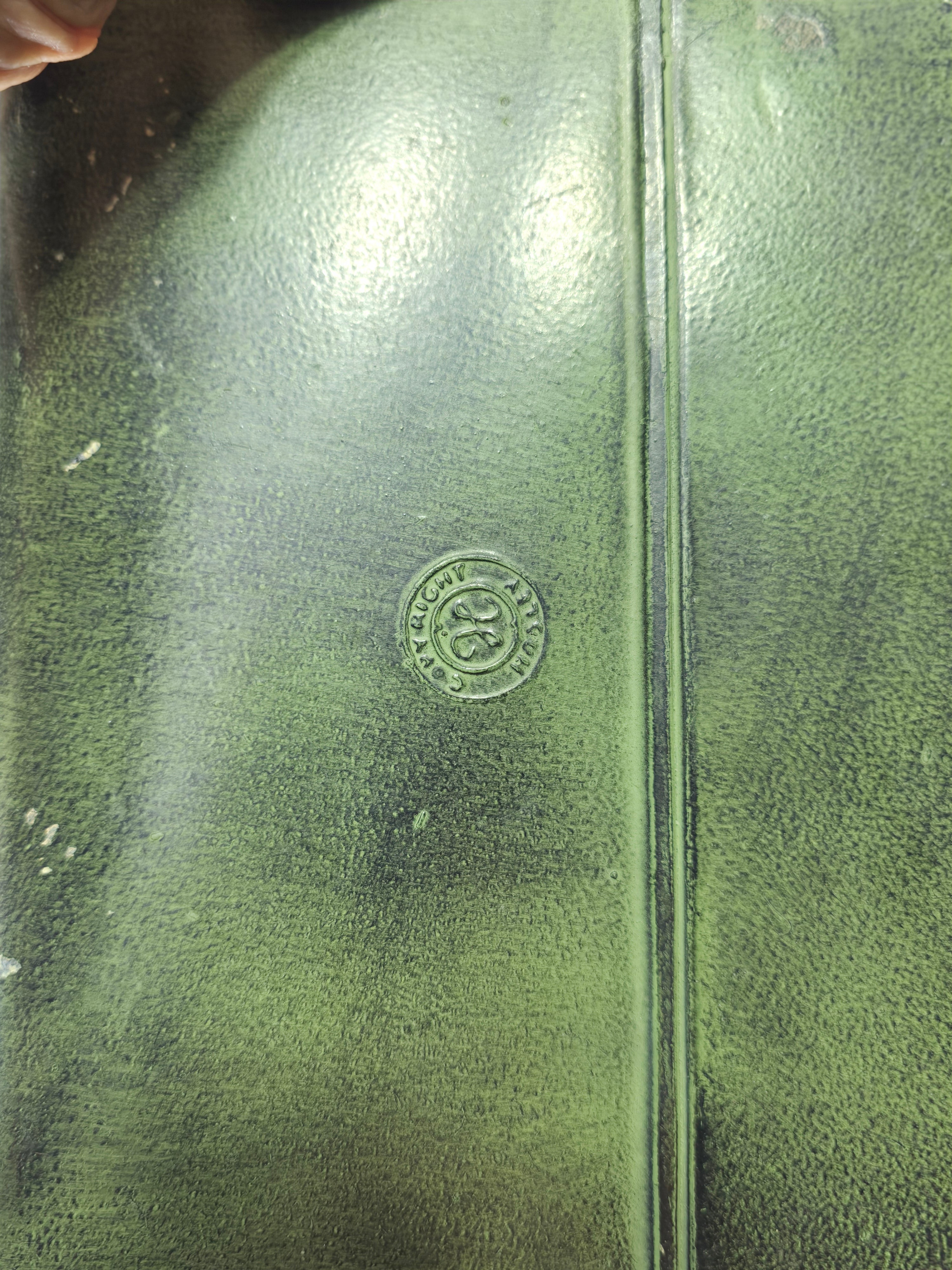 Vintage 2004 HITC Embossed Floral Wall Planter - Distressed Green