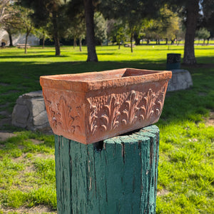 Italian Terracotta Rectangular Planter (Acanthus Relief) 14.5"L x 7"W x 6.5"H