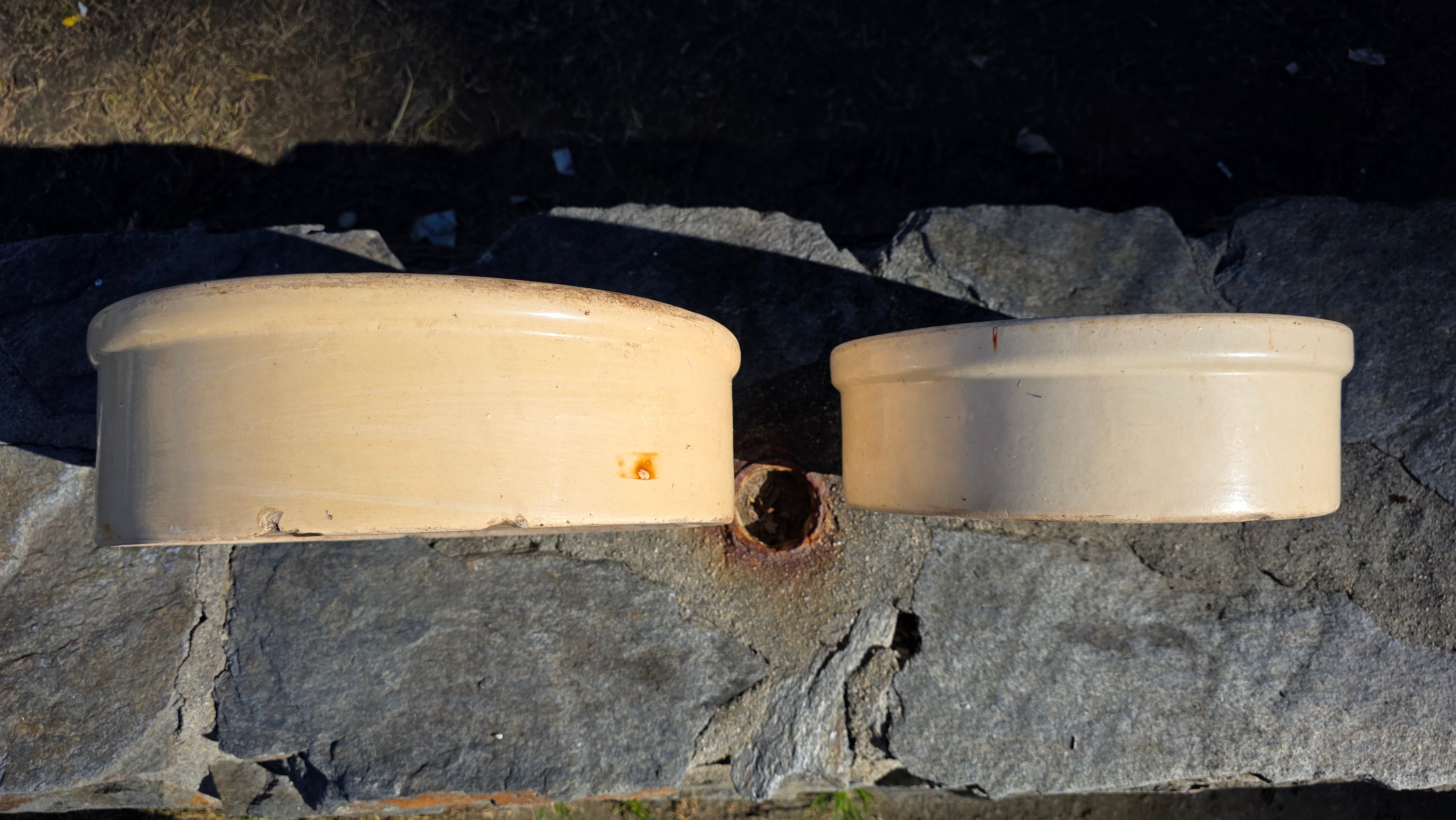 Vintage U.S.A. Stoneware Crock Bowl Set - 1.5 Gallon & Small (Planters)