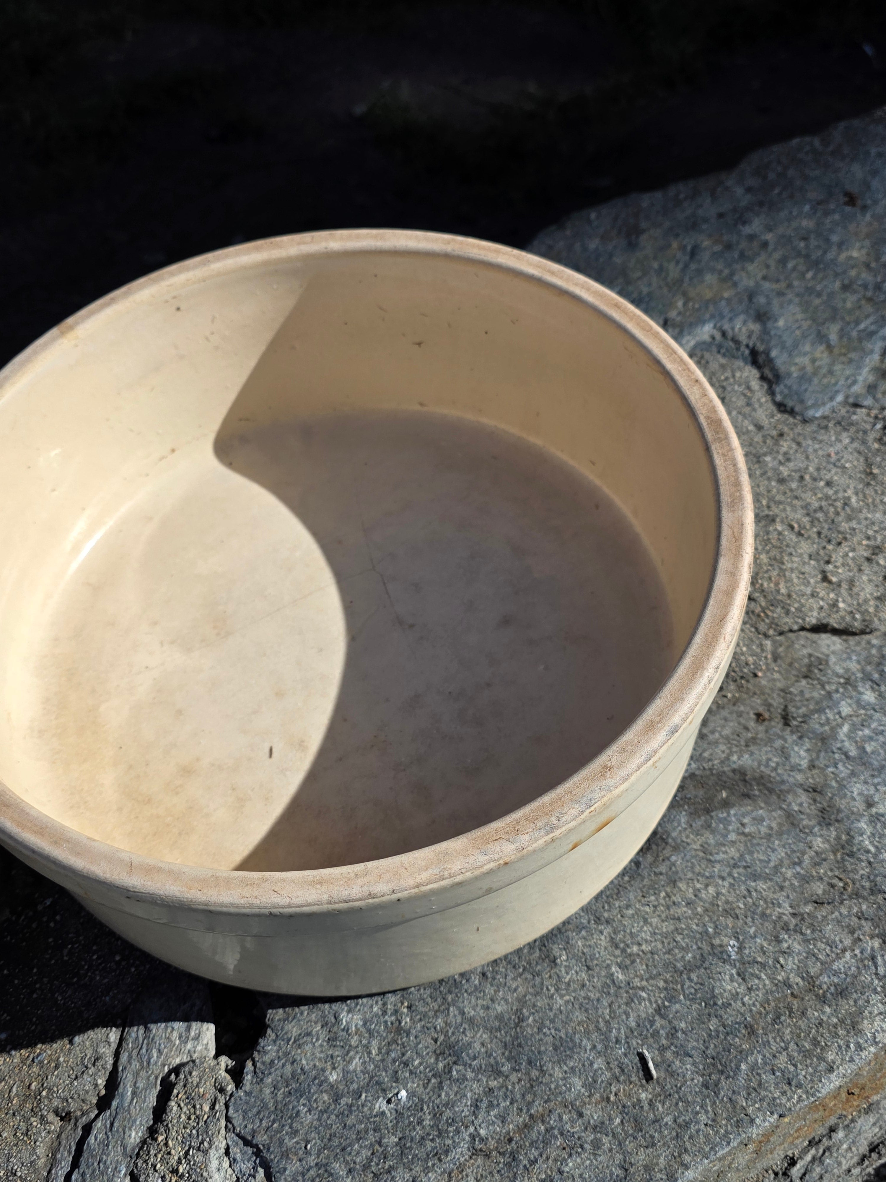 Vintage U.S.A. Stoneware Crock Bowl Set - 1.5 Gallon & Small (Planters)