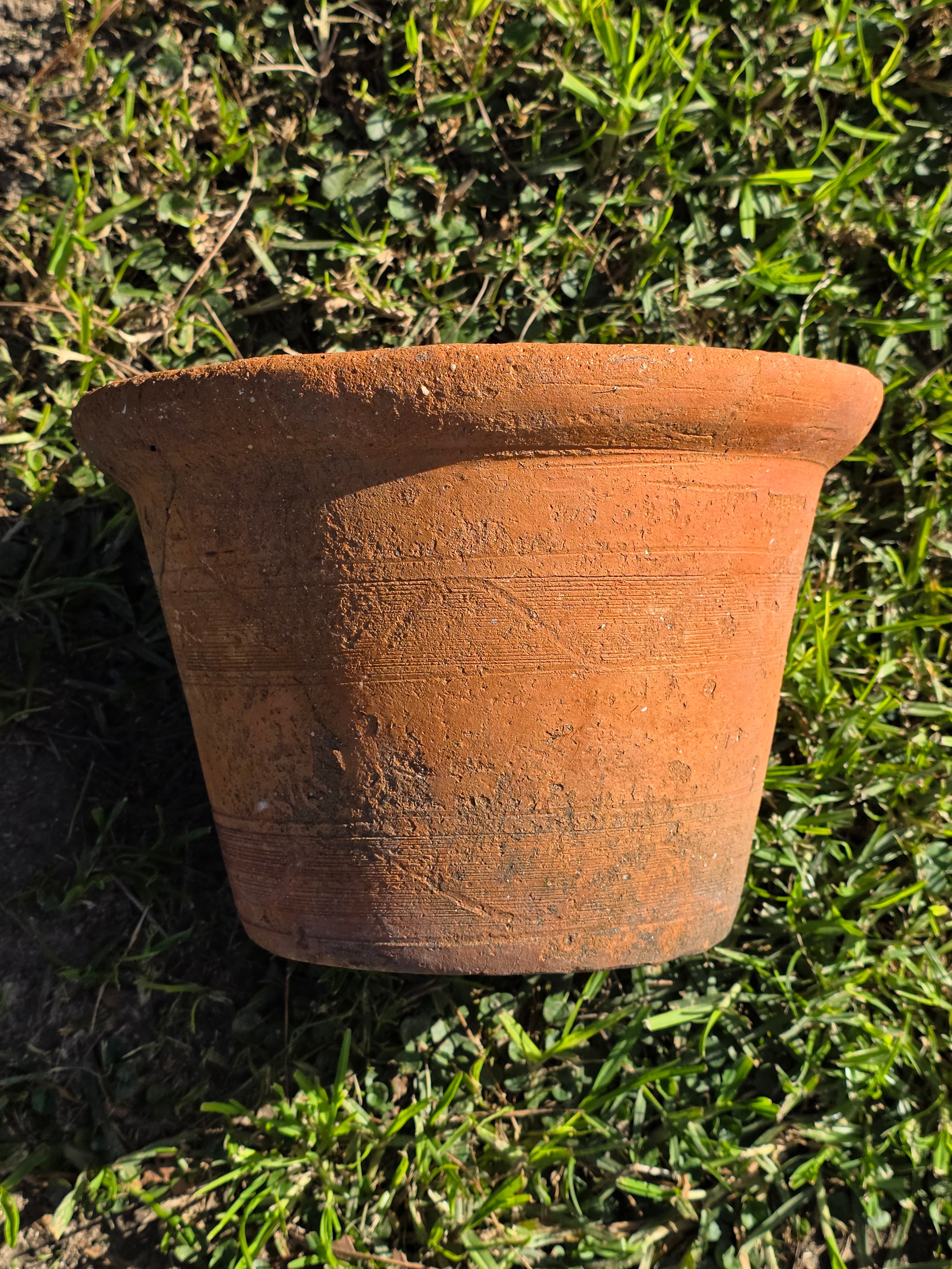 Vintage Heavy-Duty Terracotta Planter with Aged Patina & Character