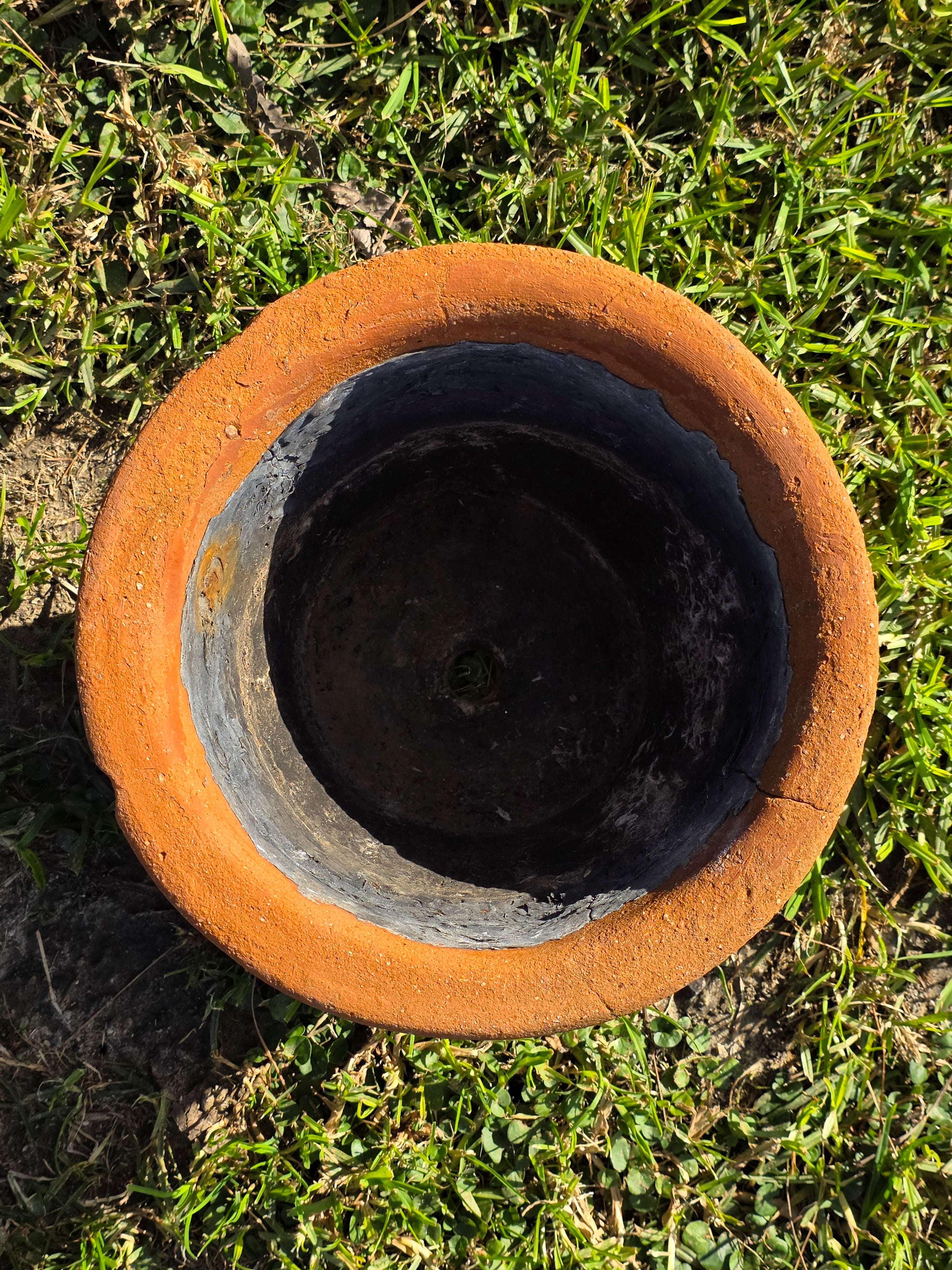 Vintage Heavy-Duty Terracotta Planter with Aged Patina & Character
