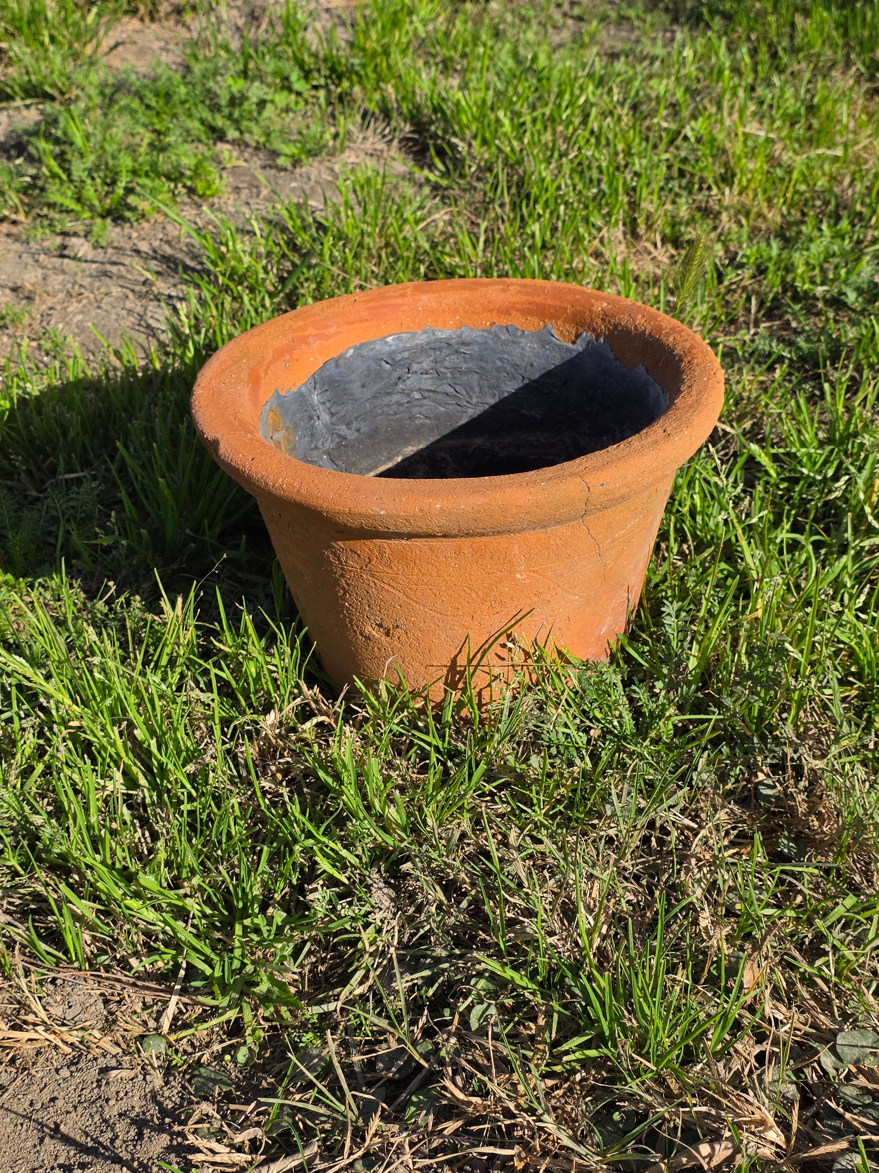 Vintage Heavy-Duty Terracotta Planter with Aged Patina & Character