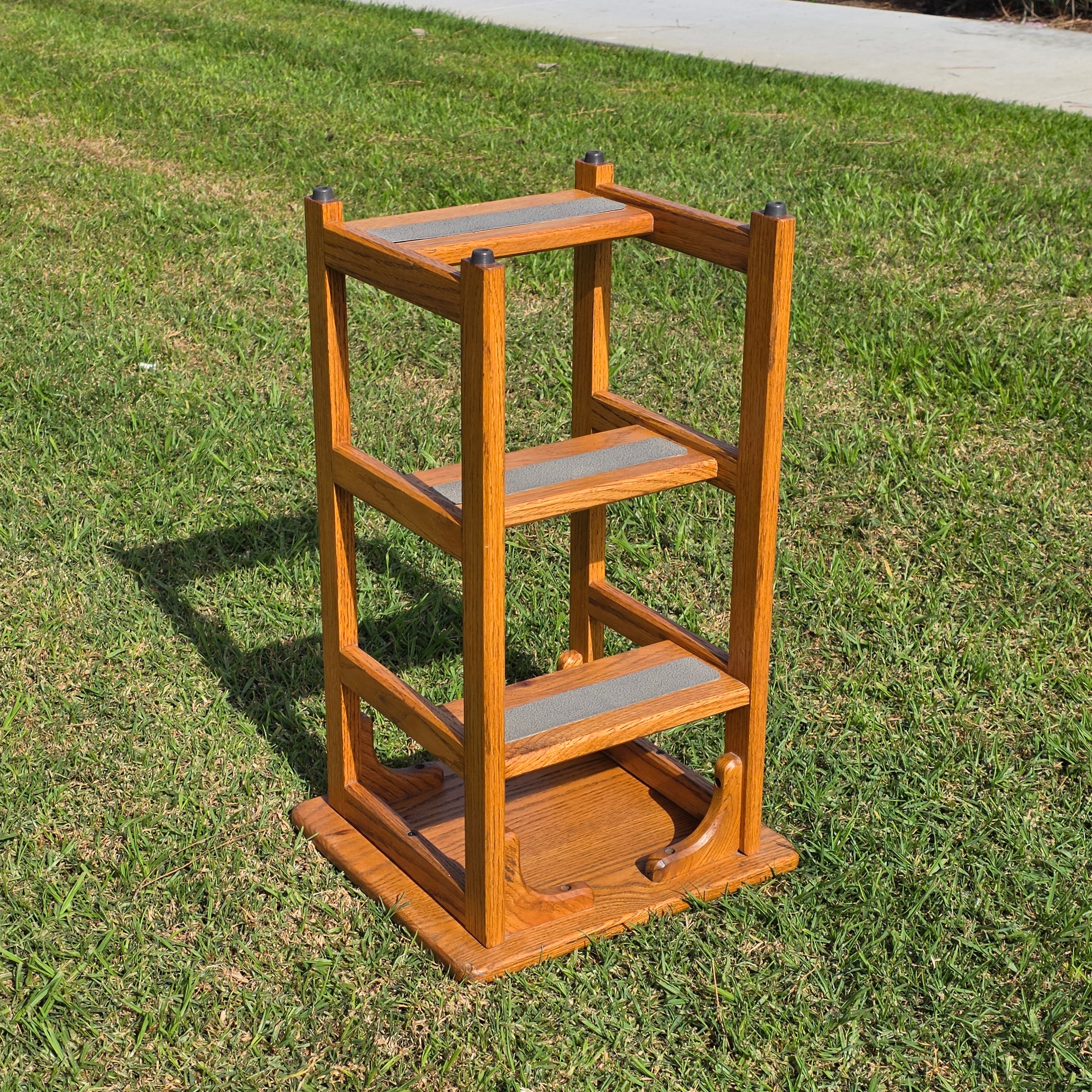 Vintage Solid Oak 3-Step Stool - Attributed to Hoosier Brand