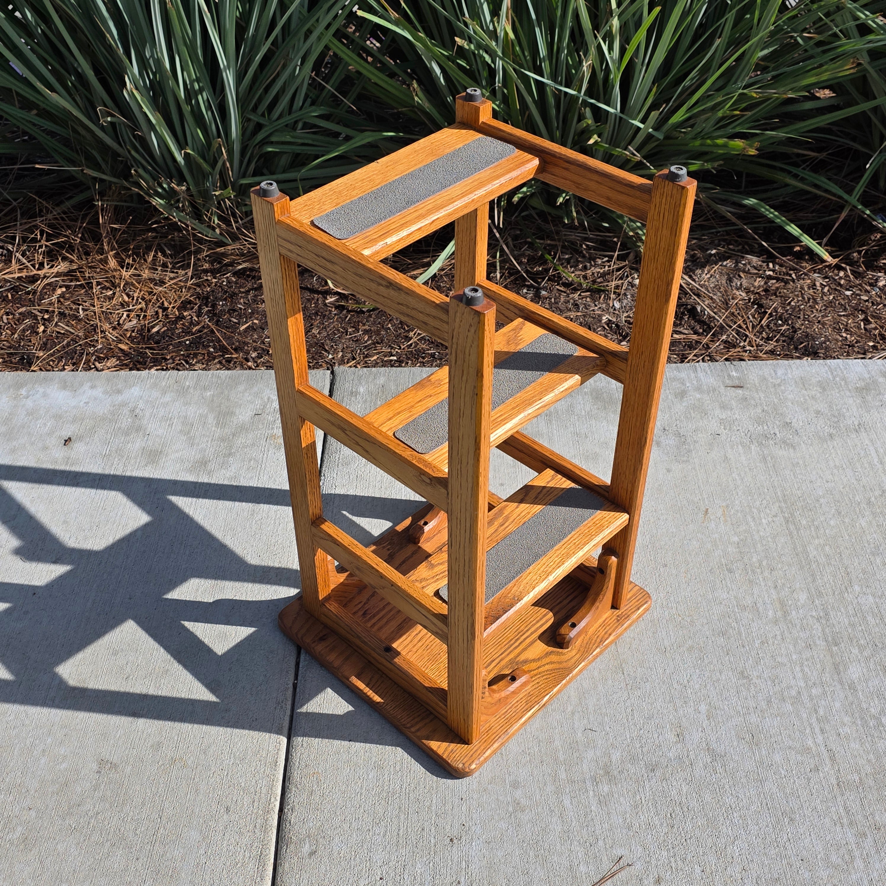 Vintage Solid Oak 3-Step Stool - Attributed to Hoosier Brand