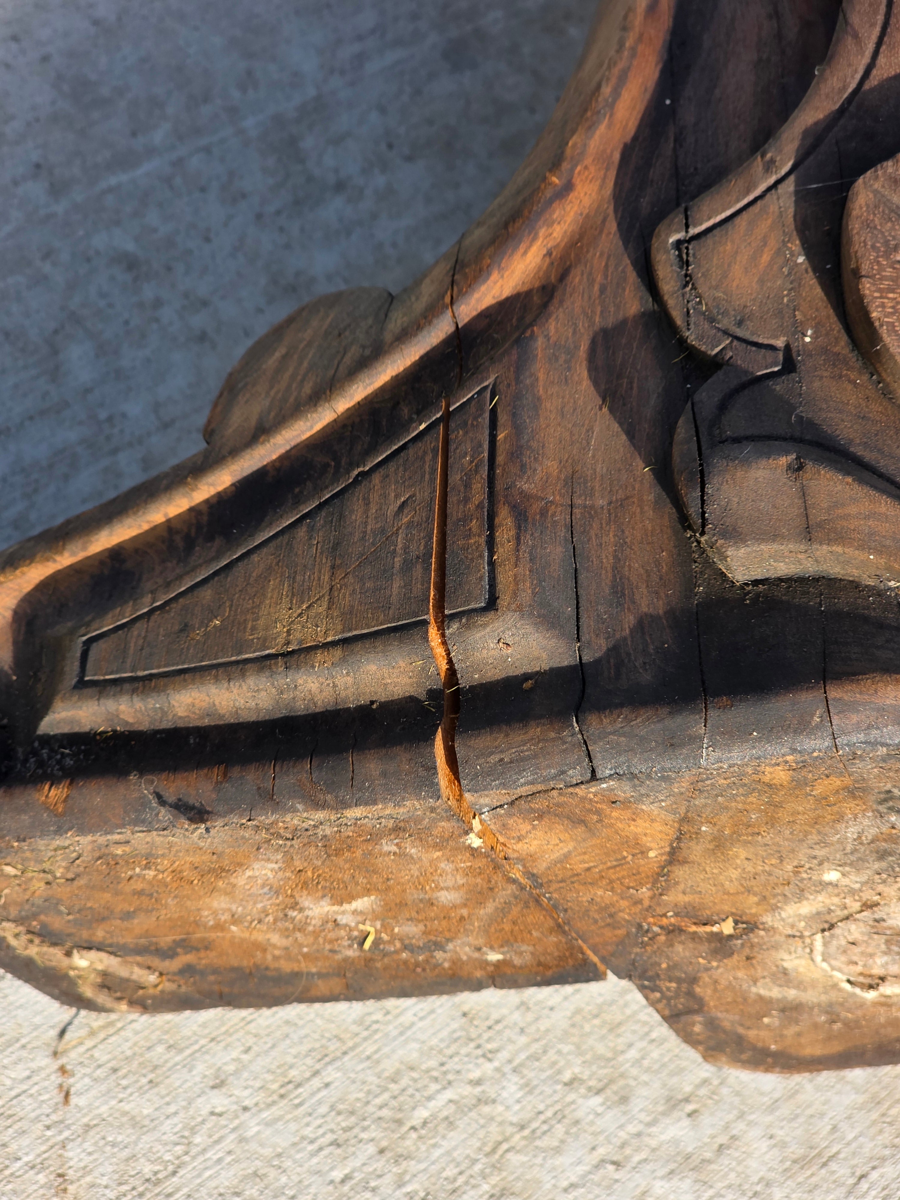 Vintage Hand-Carved Wood Pillar Candle Holder / Pedestal - Upcycled Antique Leg