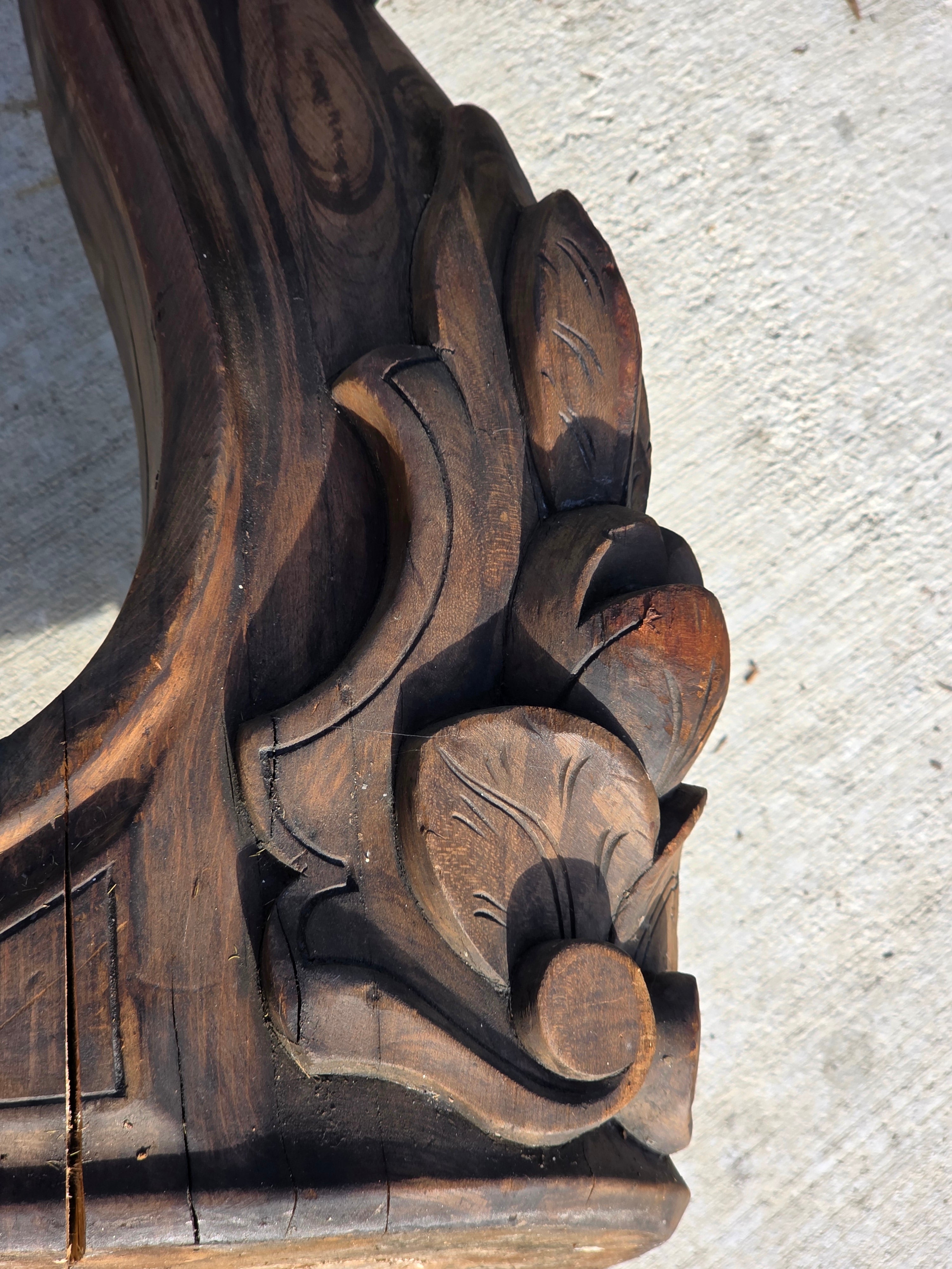 Vintage Hand-Carved Wood Pillar Candle Holder / Pedestal - Upcycled Antique Leg