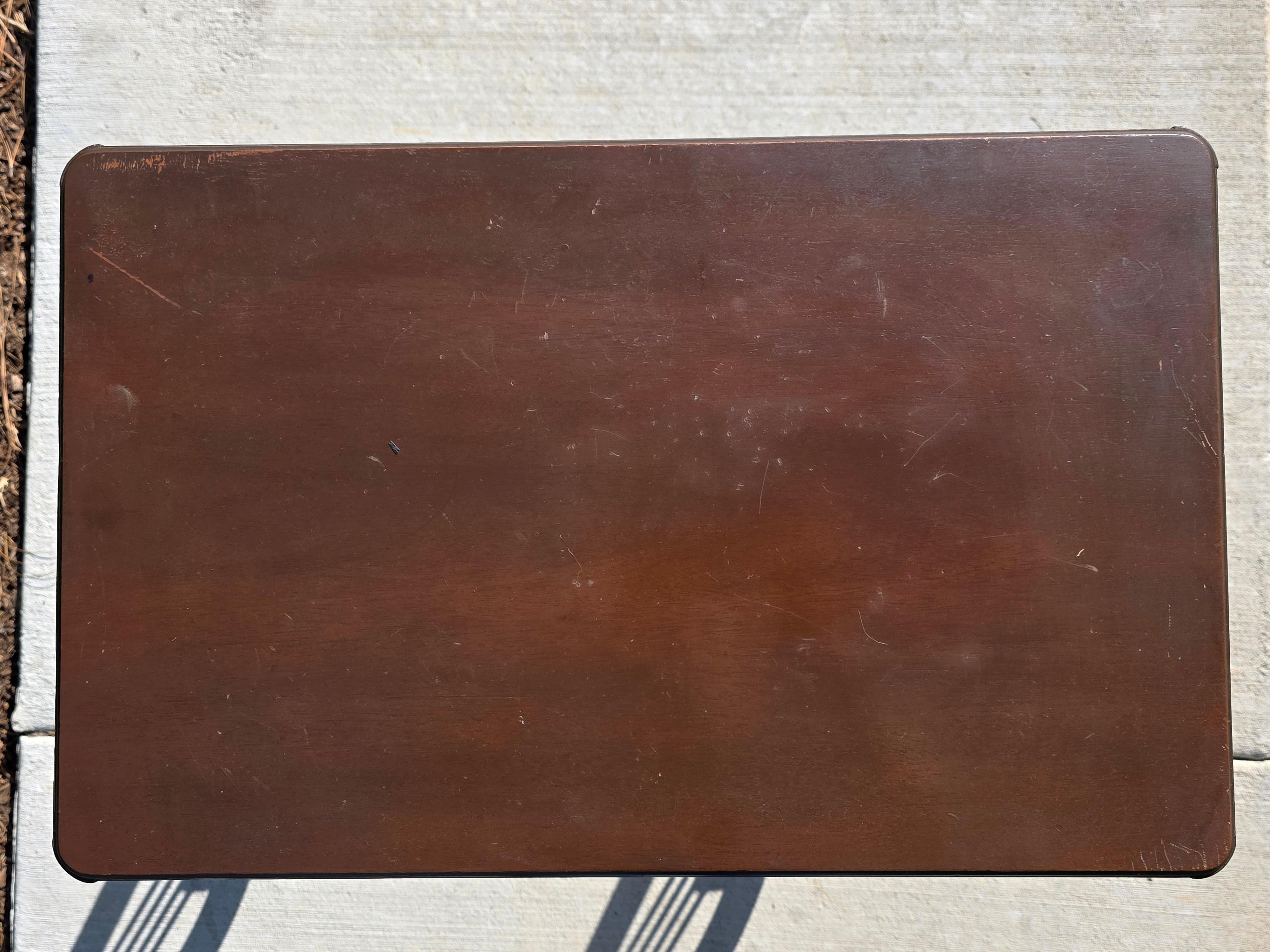 Vintage Fine Arts Furn Co. All-Wood Harp Table - Lyre Leg Side Table with Drawer