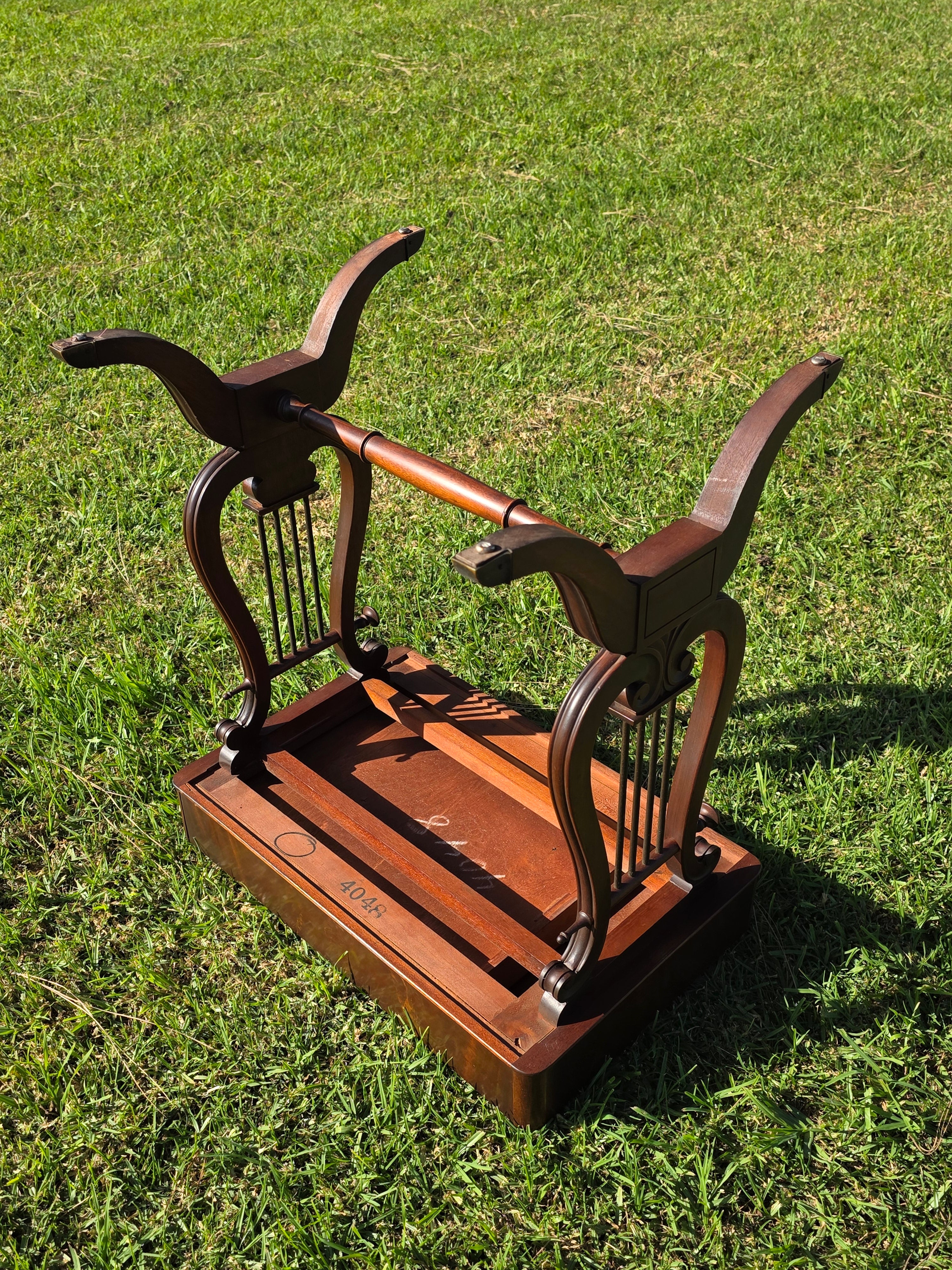 Vintage Fine Arts Furn Co. All-Wood Harp Table - Lyre Leg Side Table with Drawer