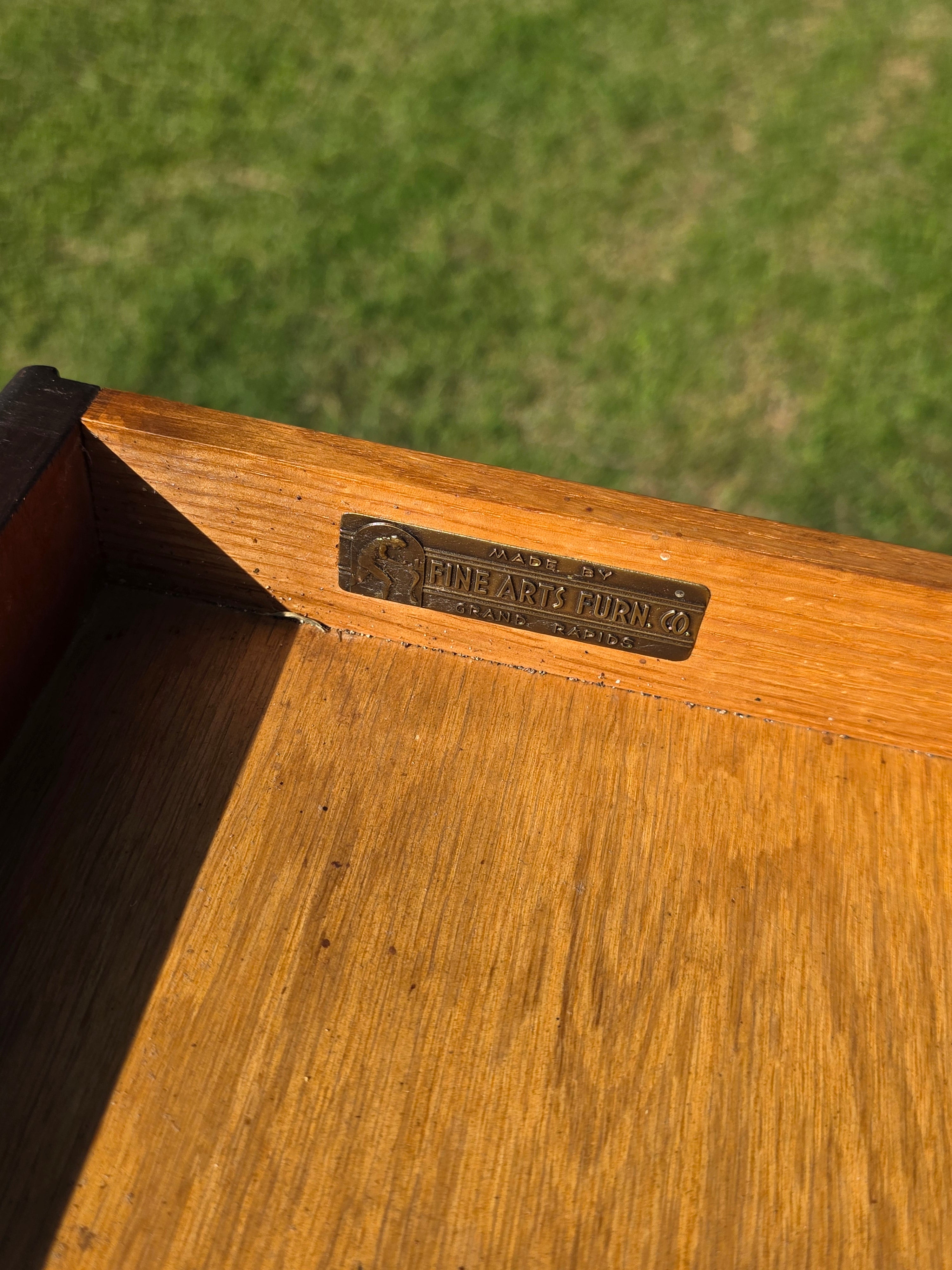 Vintage Fine Arts Furn Co. All-Wood Harp Table - Lyre Leg Side Table with Drawer