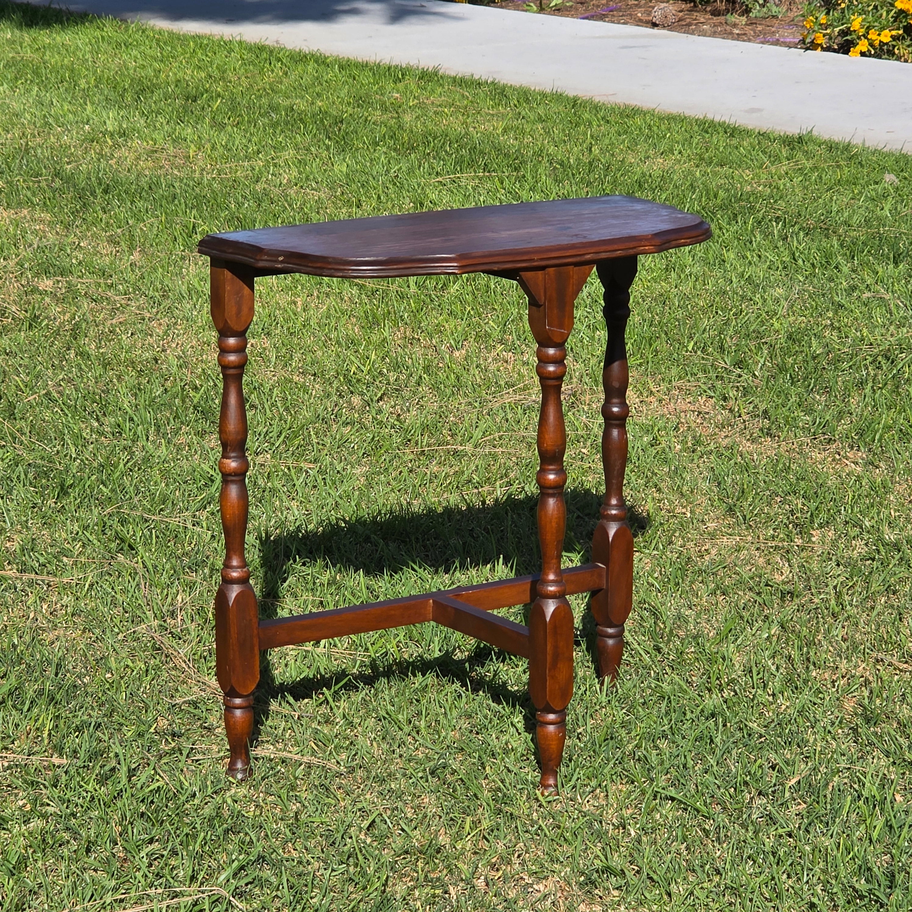Early 20th Century Antique Half-Moon Console Table / All Slotted Screw Joinery