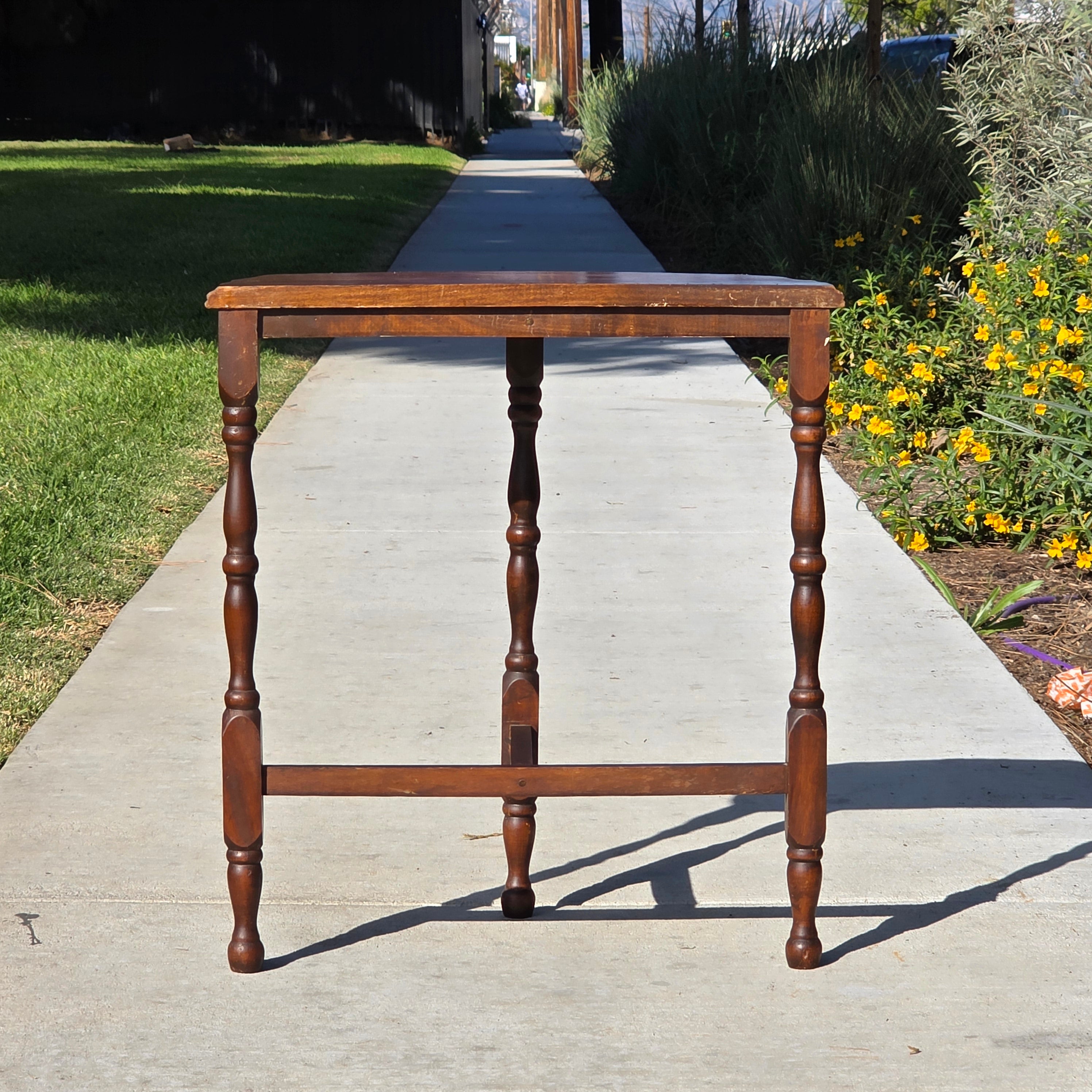 Early 20th Century Antique Half-Moon Console Table / All Slotted Screw Joinery
