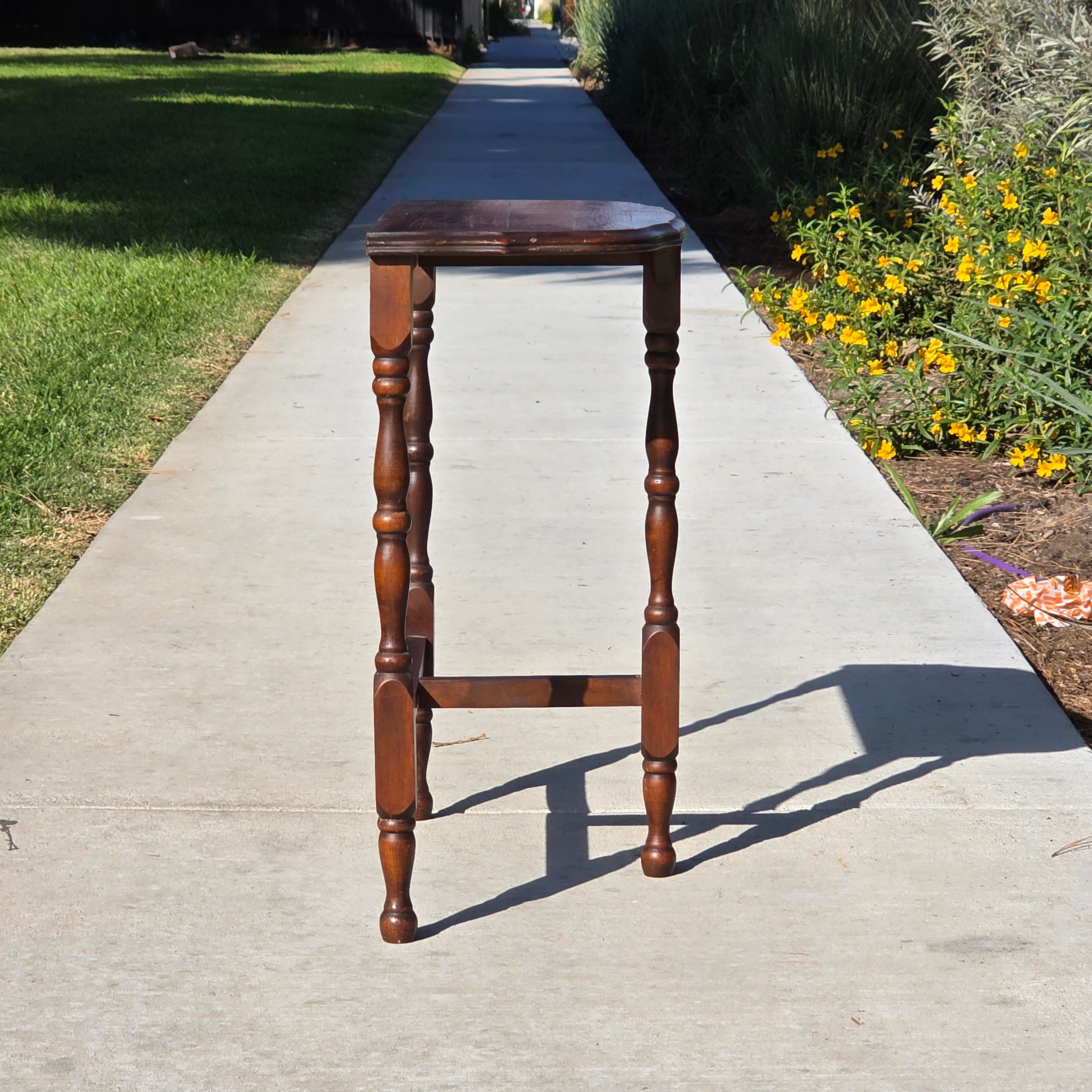 Early 20th Century Antique Half-Moon Console Table / All Slotted Screw Joinery