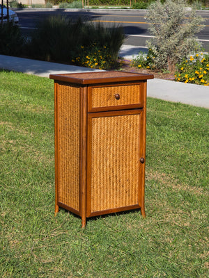 Vintage Wooden Single-Drawer Cabinet / Slim Accent Nightstand 32"H