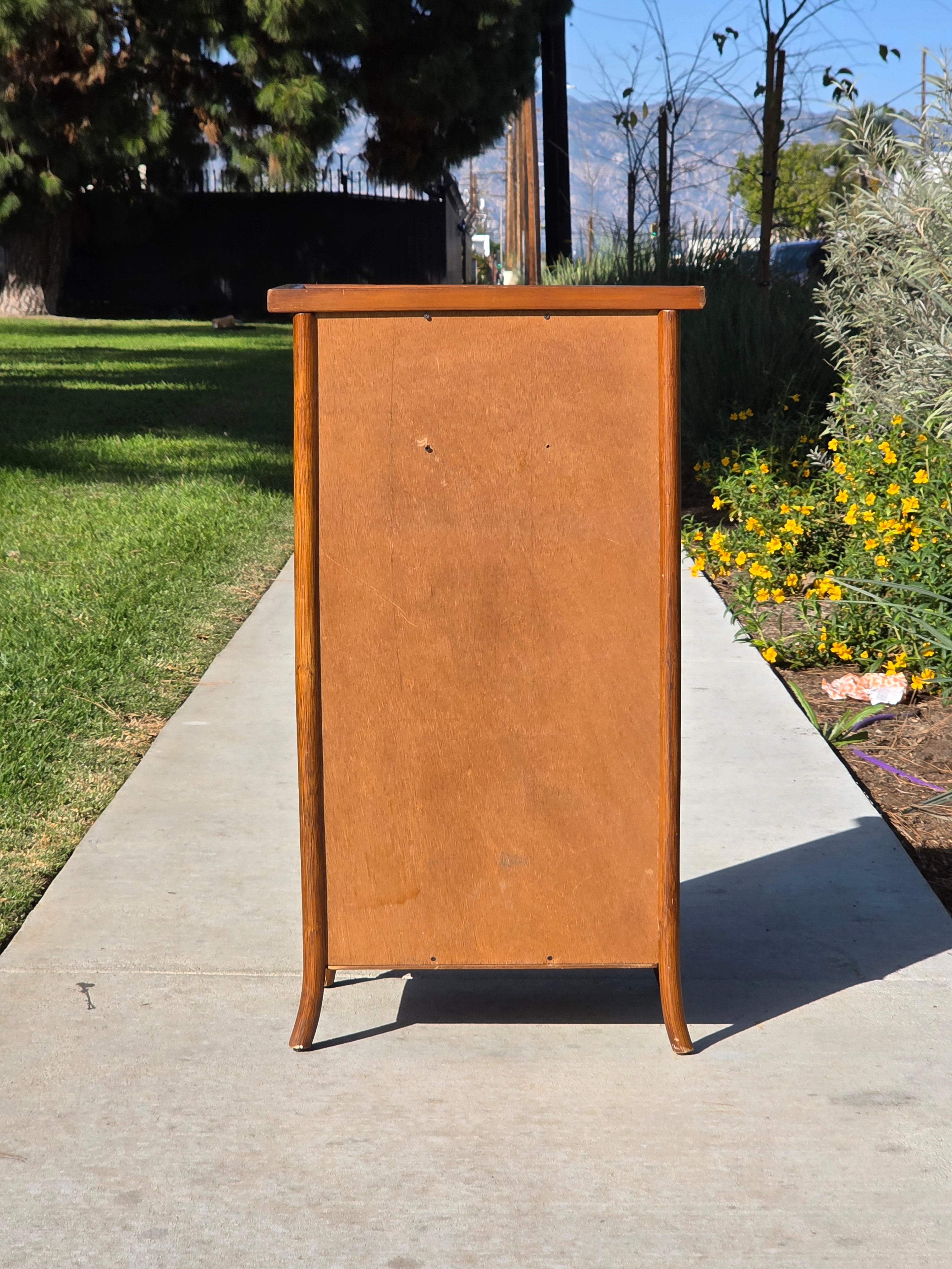 Vintage Wooden Single-Drawer Cabinet / Slim Accent Nightstand 32"H