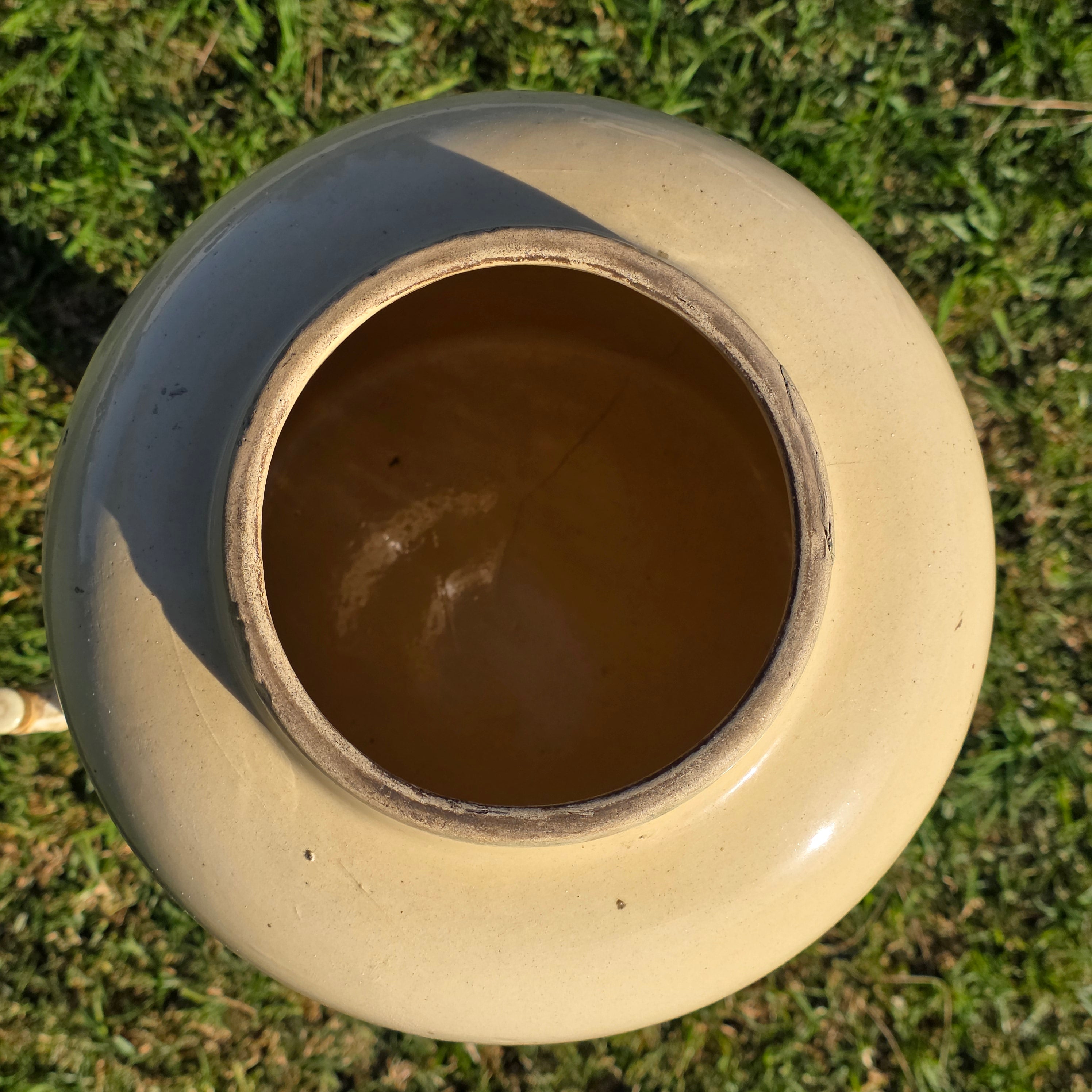 Vintage Hand-Painted Ceramic Water Crock / Rustic Stoneware Dispenser