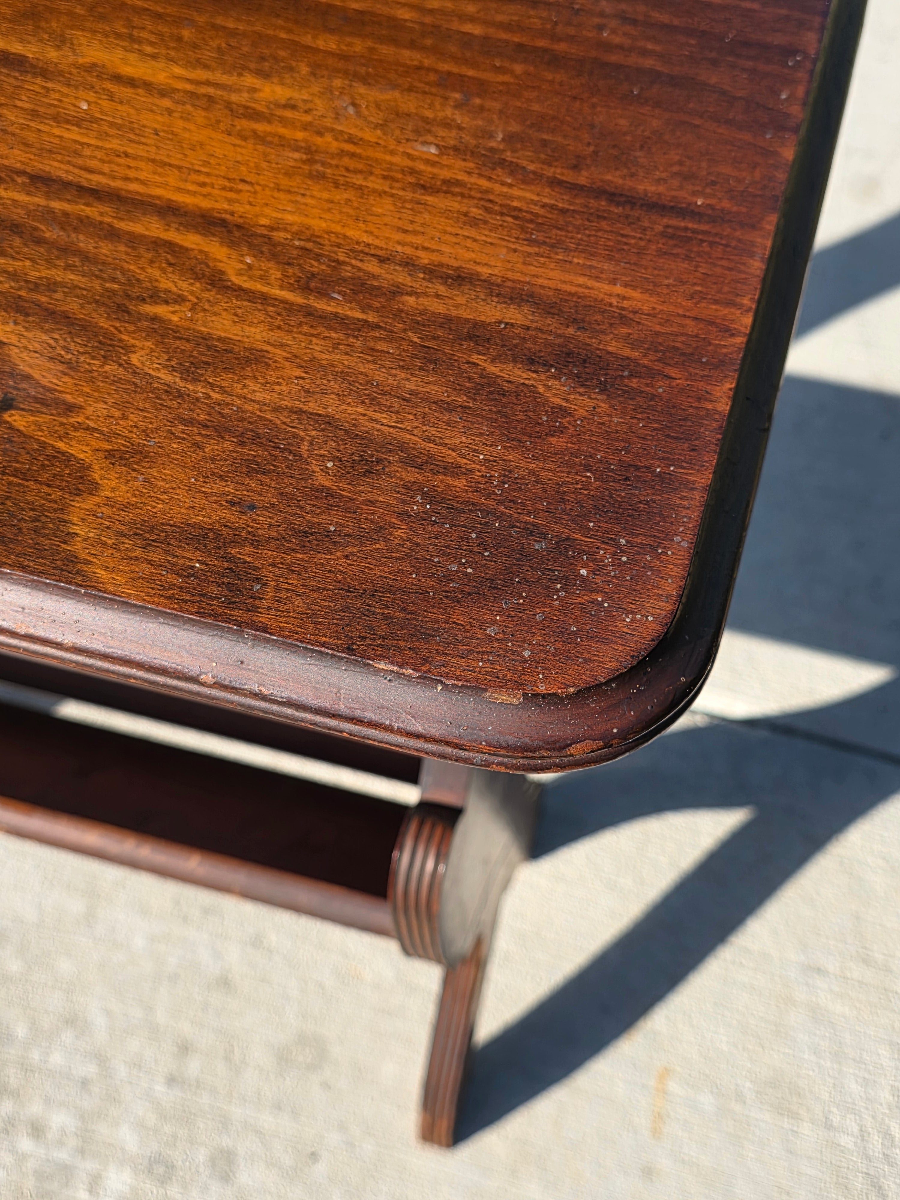 Vintage Wood Magazine Rack Side Table / c. 1930s-40s Library Accent