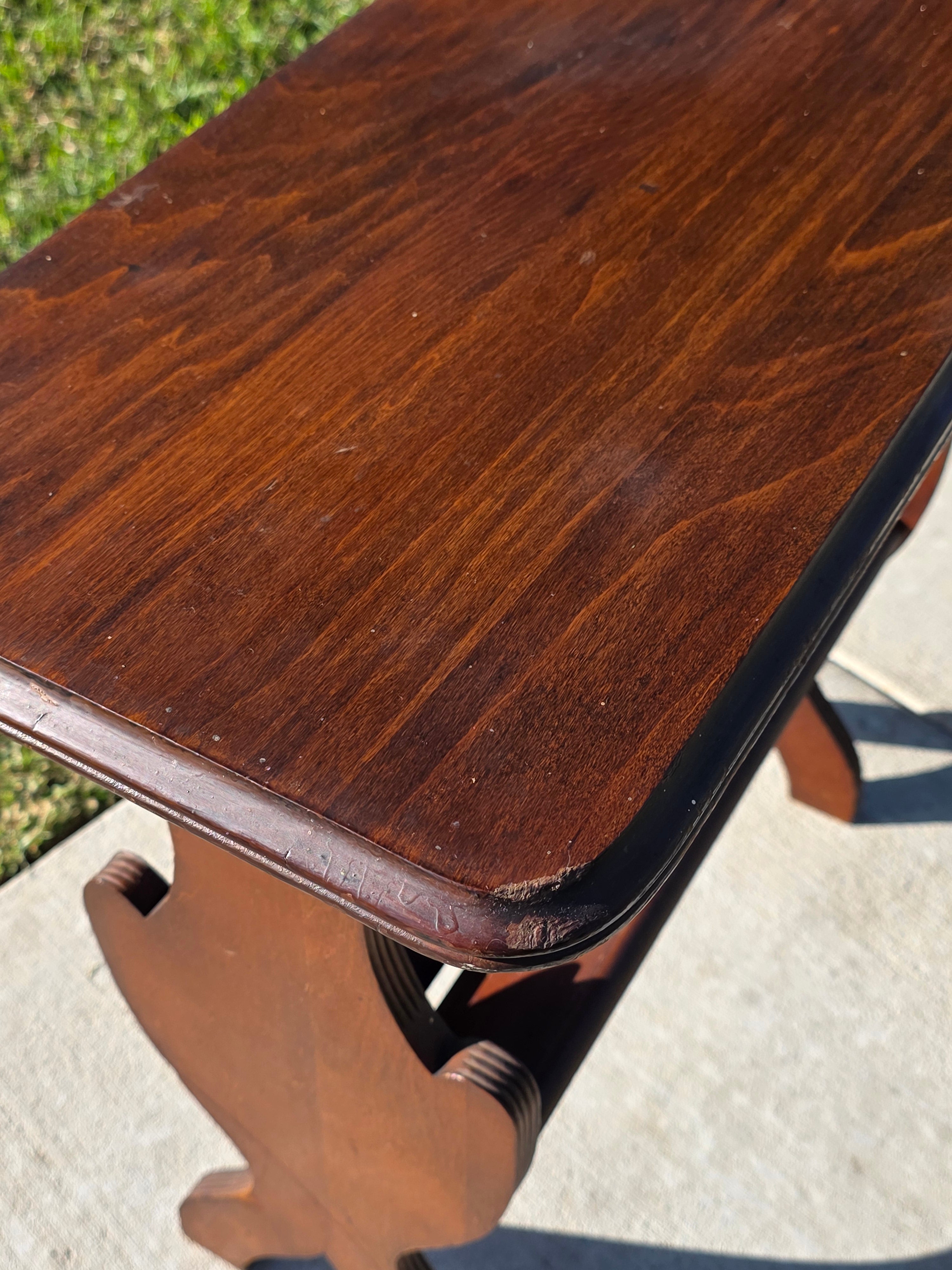 Vintage Wood Magazine Rack Side Table / c. 1930s-40s Library Accent