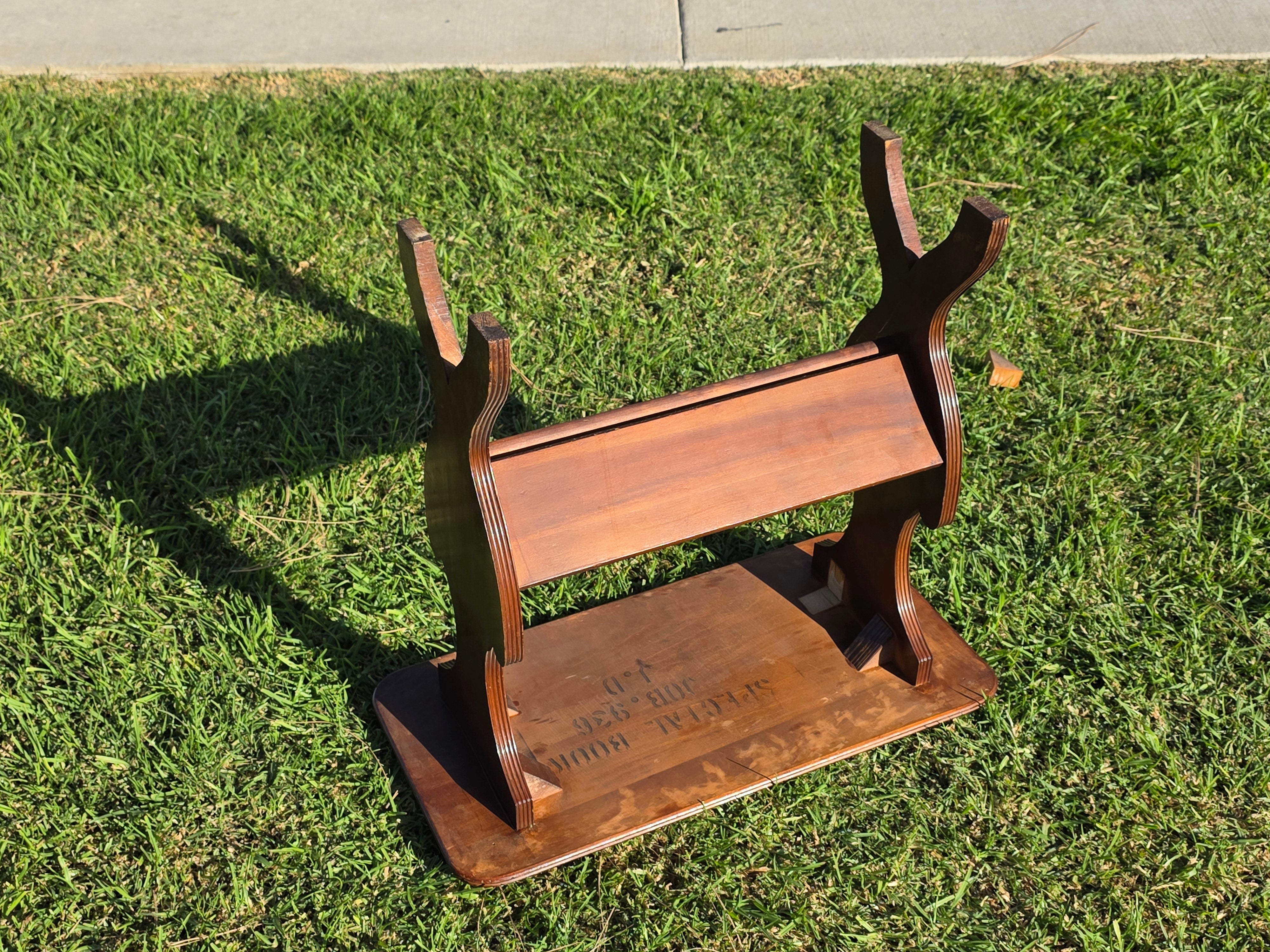 Vintage Wood Magazine Rack Side Table / c. 1930s-40s Library Accent