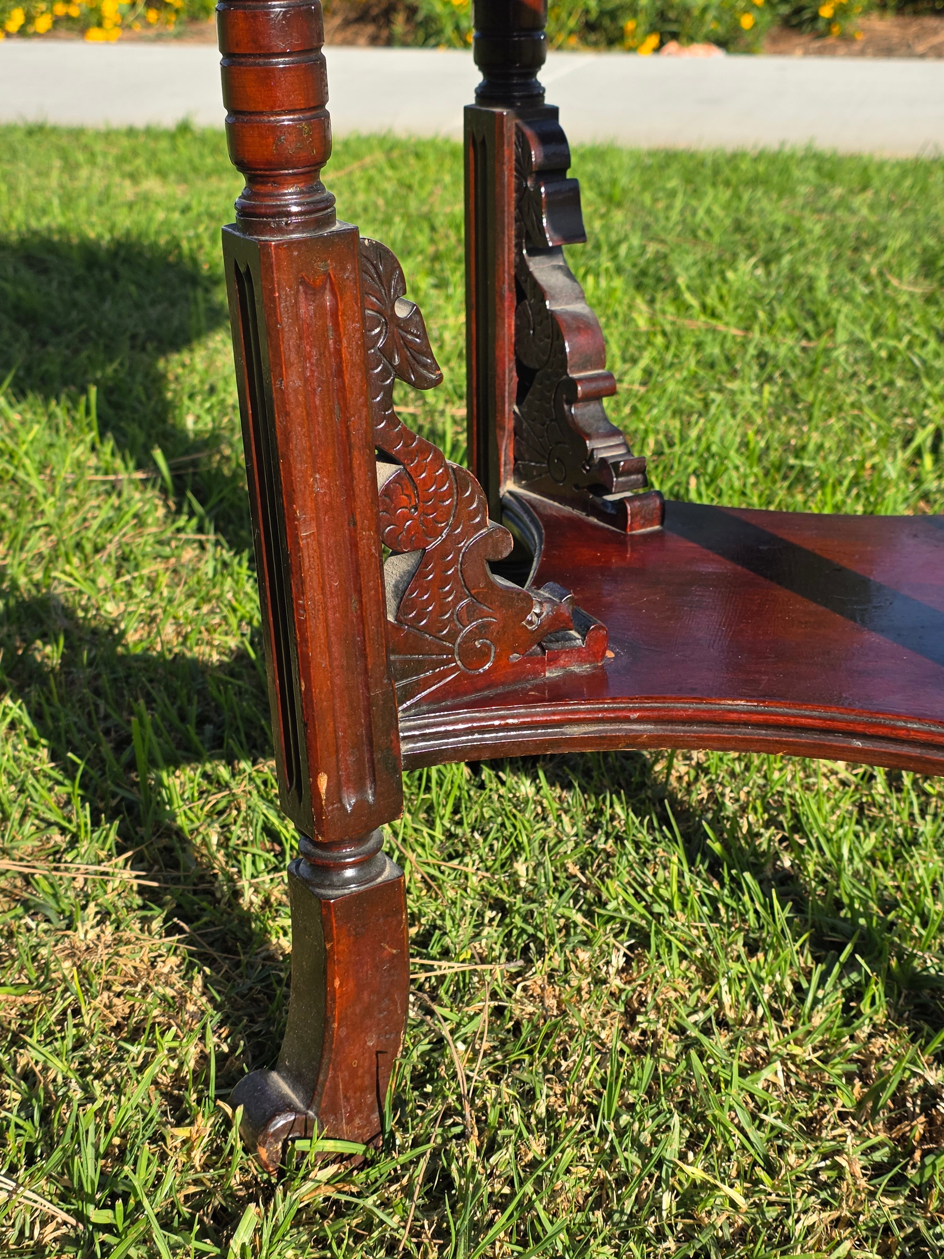 Late Victorian Chinoiserie Octagonal Parlour Table Carved Dragon Motifs (As-Is)