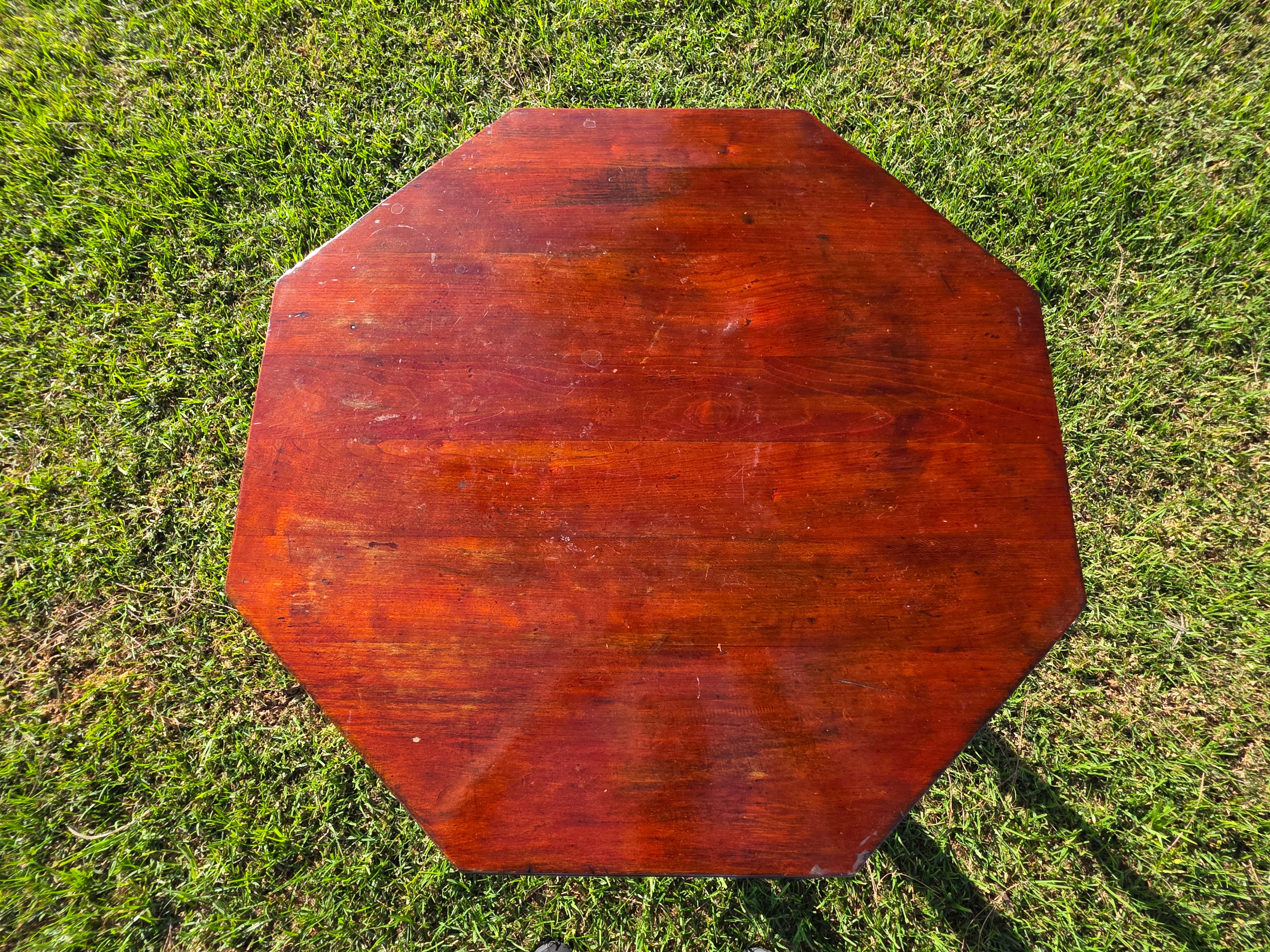 Late Victorian Chinoiserie Octagonal Parlour Table Carved Dragon Motifs (As-Is)