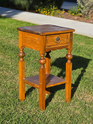 Antique Primitive Nightstand / c. 1890-1900 Handmade Tall Side Table 30"H
