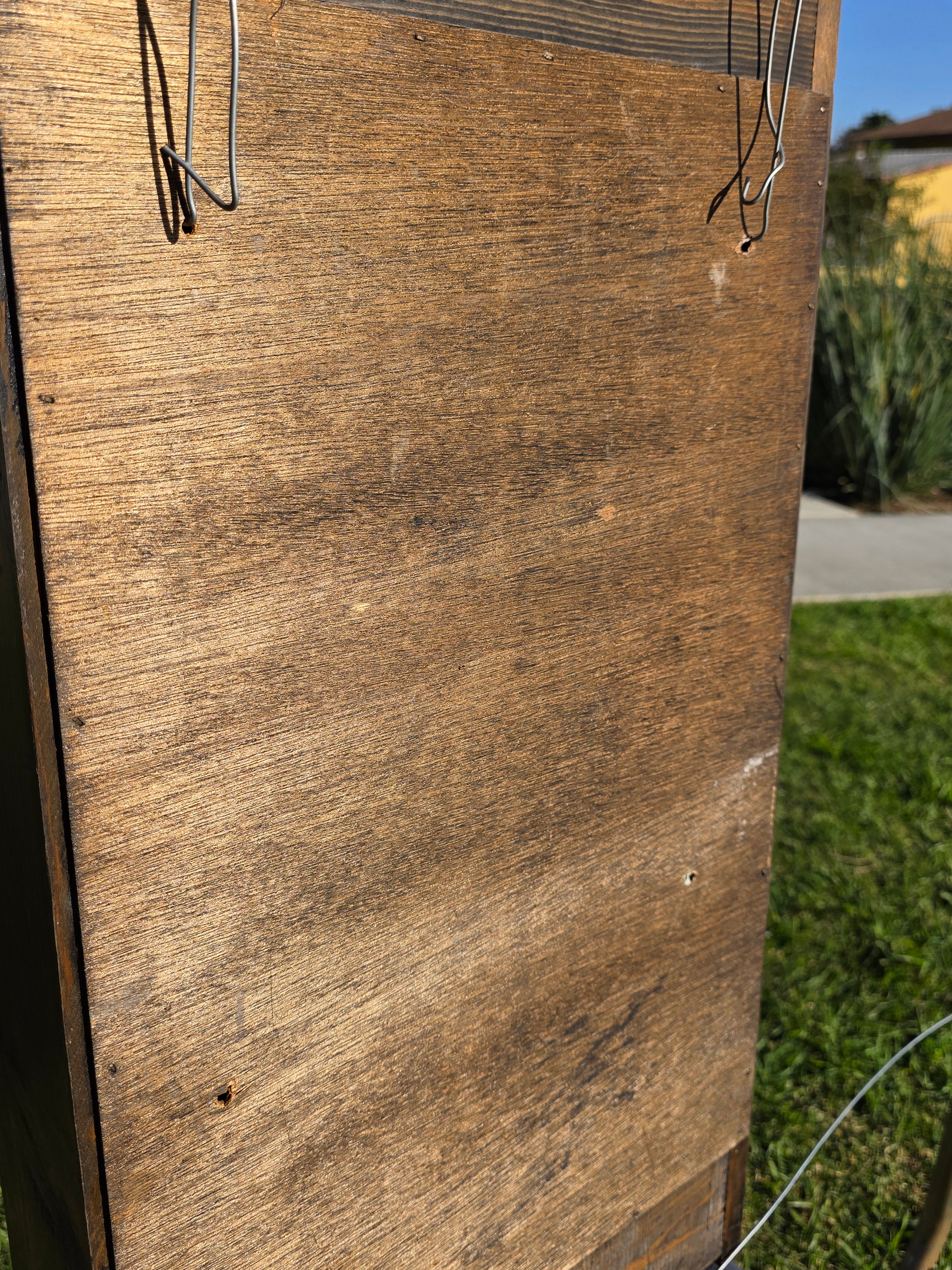 Vintage Mexican Rustic Pine Medicine Cabinet w/ Hand-Carved Leaf Detail