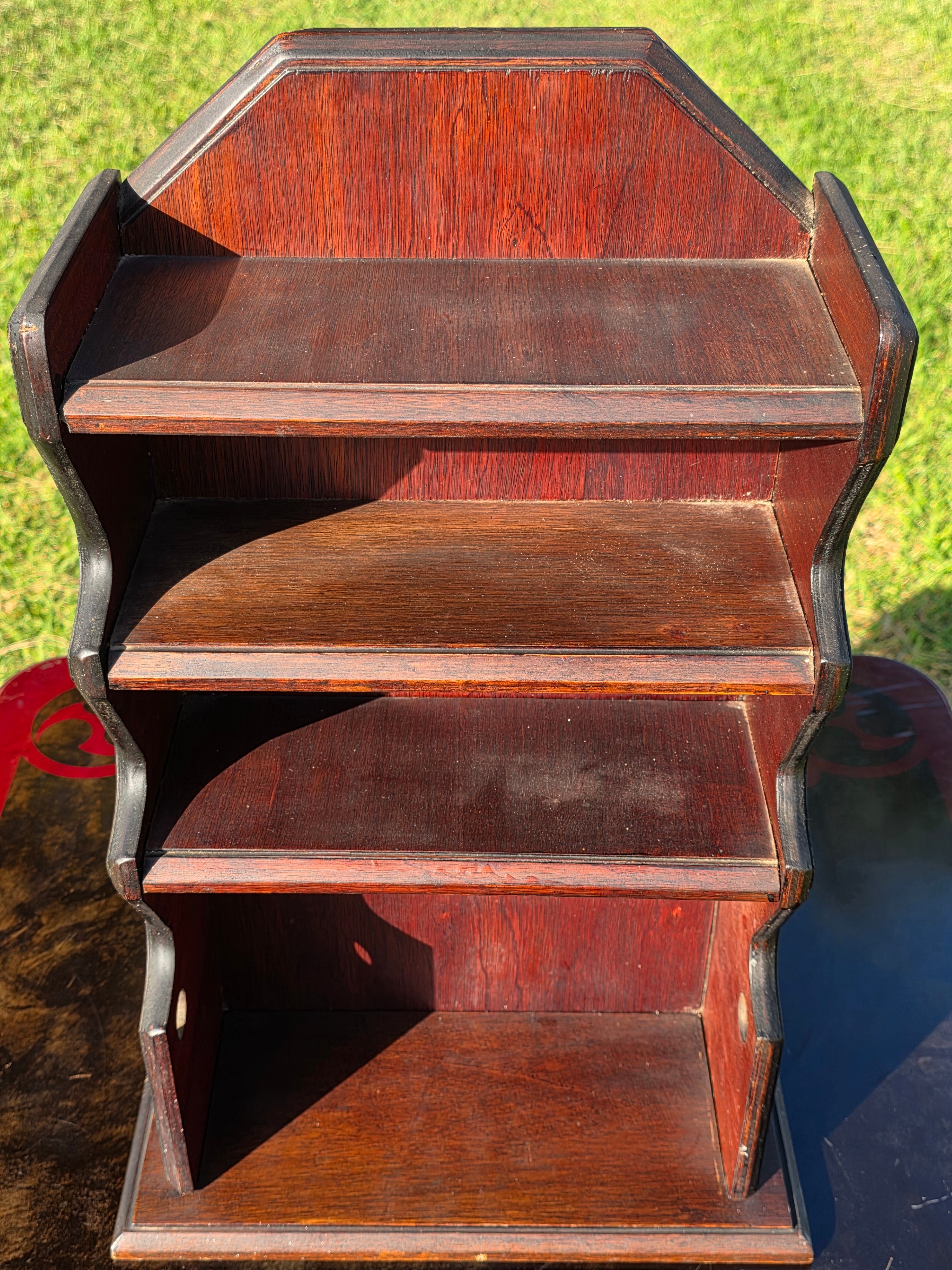 Vintage Mid-Century Wooden Spice Rack / Kitchen Wall Shelf w/ Scalloped Sides