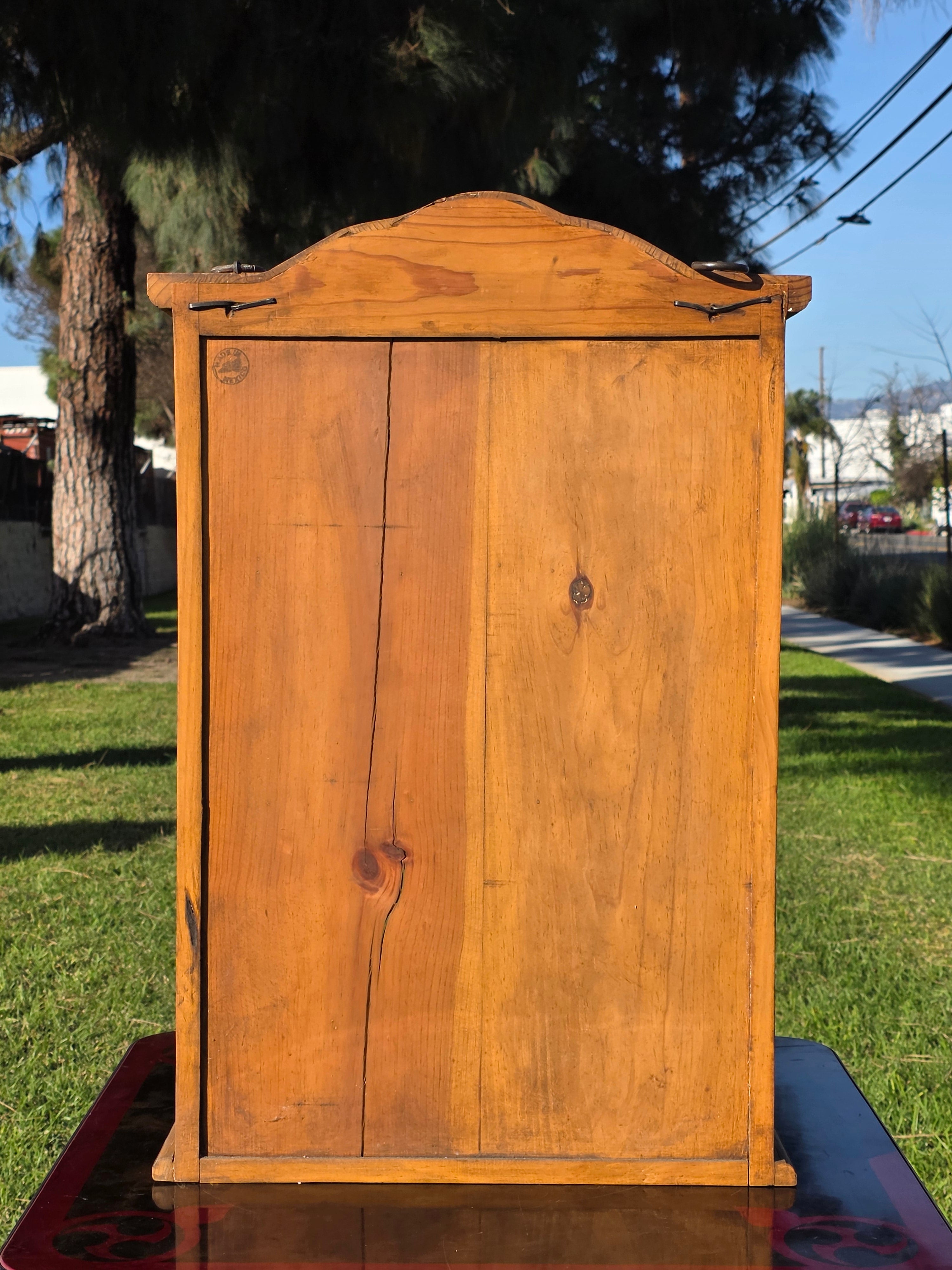 Vintage Mexican Pine Bookcase / 4-Tier Wall Mounted Display Shelf w/ Drawer 32"H
