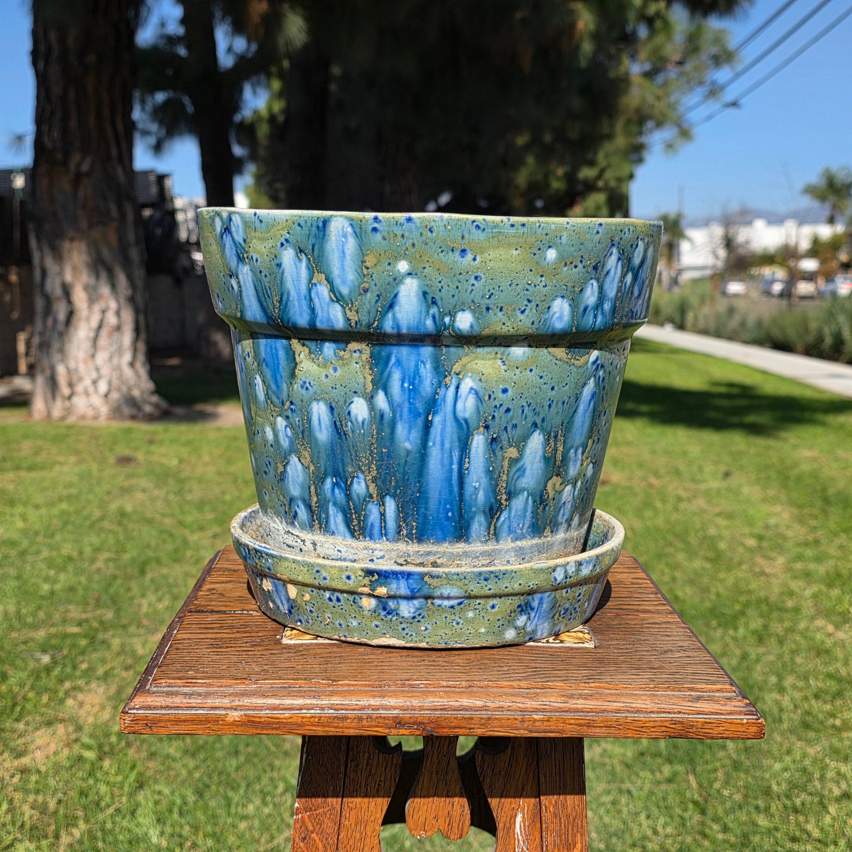 Handmade Studio Art Pottery Planter w/ Saucer - Signed Maria