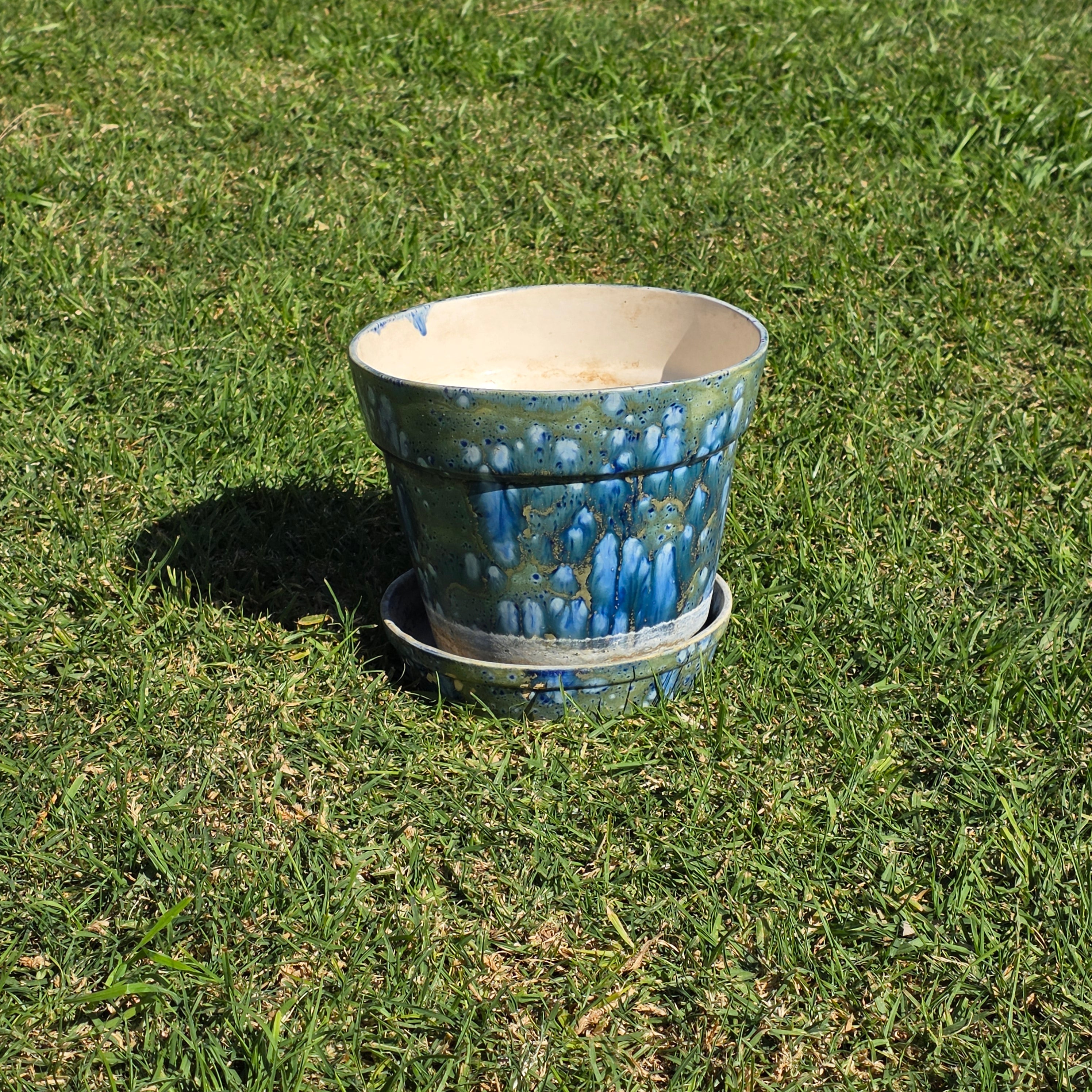 Handmade Studio Art Pottery Planter w/ Saucer - Signed Maria