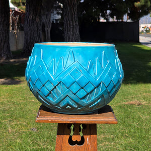 Oversized 14" Atlantic Mold Southwestern Ceramic Planter - Turquoise Accents