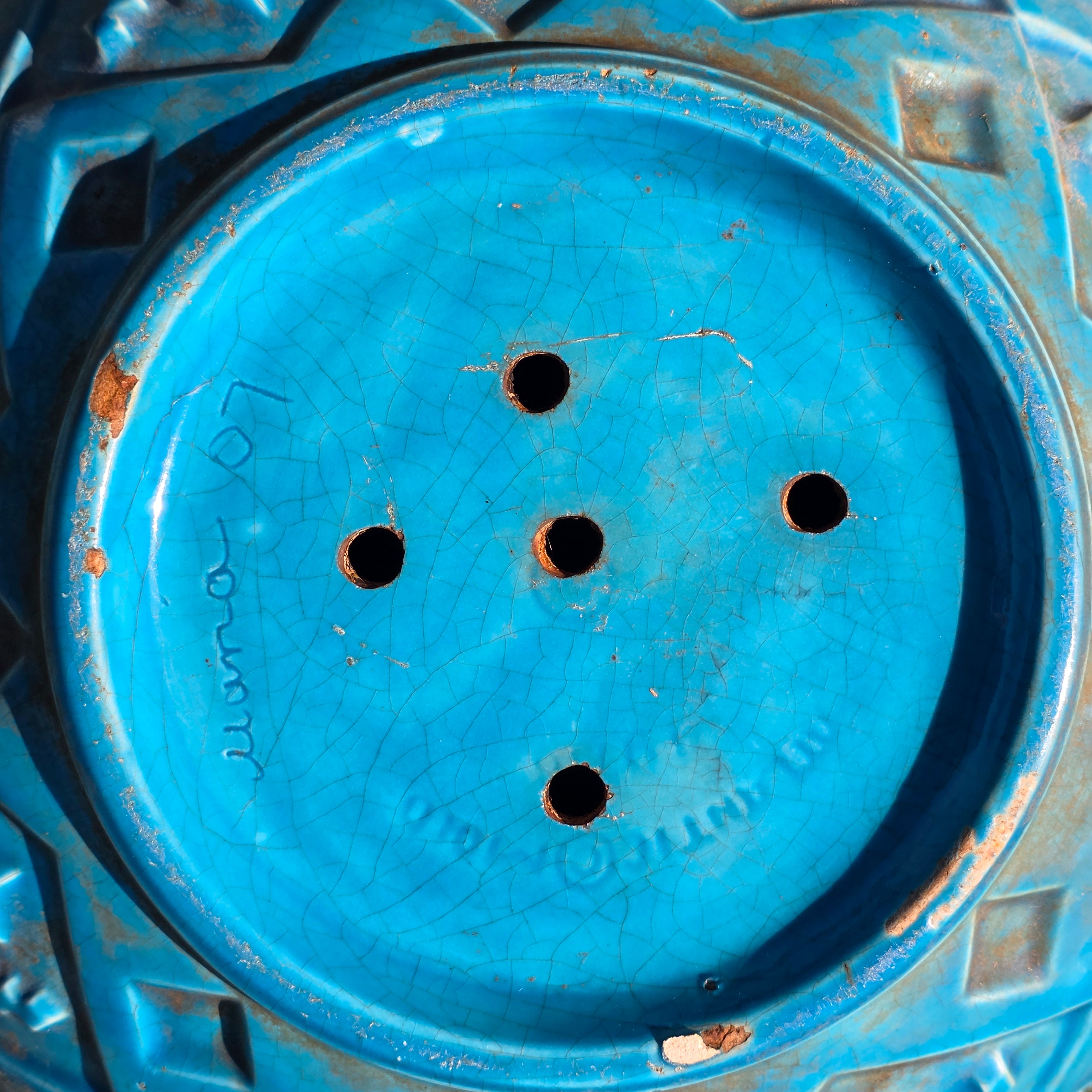 Oversized 14" Atlantic Mold Southwestern Ceramic Planter - Turquoise Accents