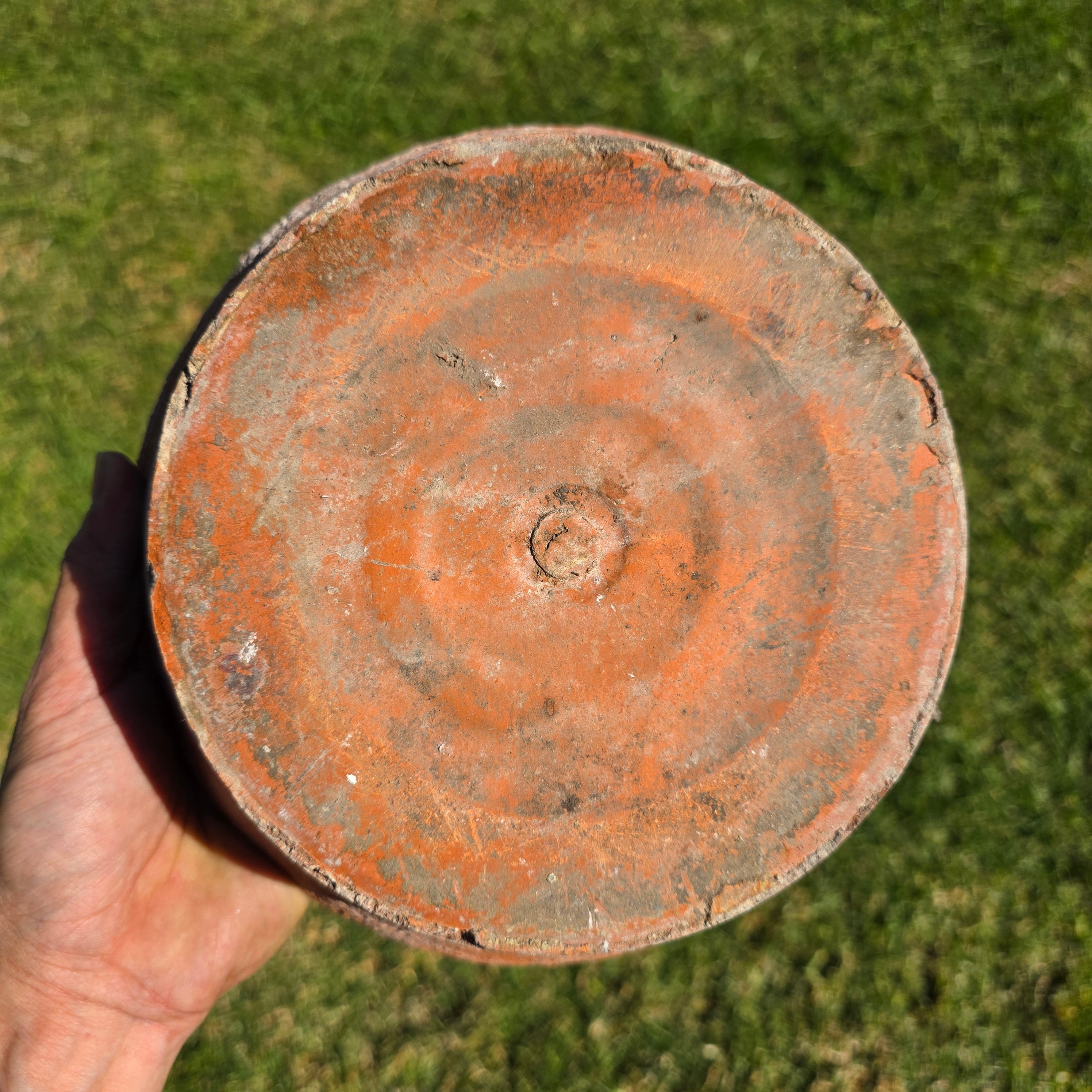 Vintage Weathered Terracotta Bowl - Aged Earthy Patina Planter 9"Dia x 3"H