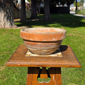 Vintage SILMA Italy Ribbed Terracotta Planter Pot - 7.75" Diameter