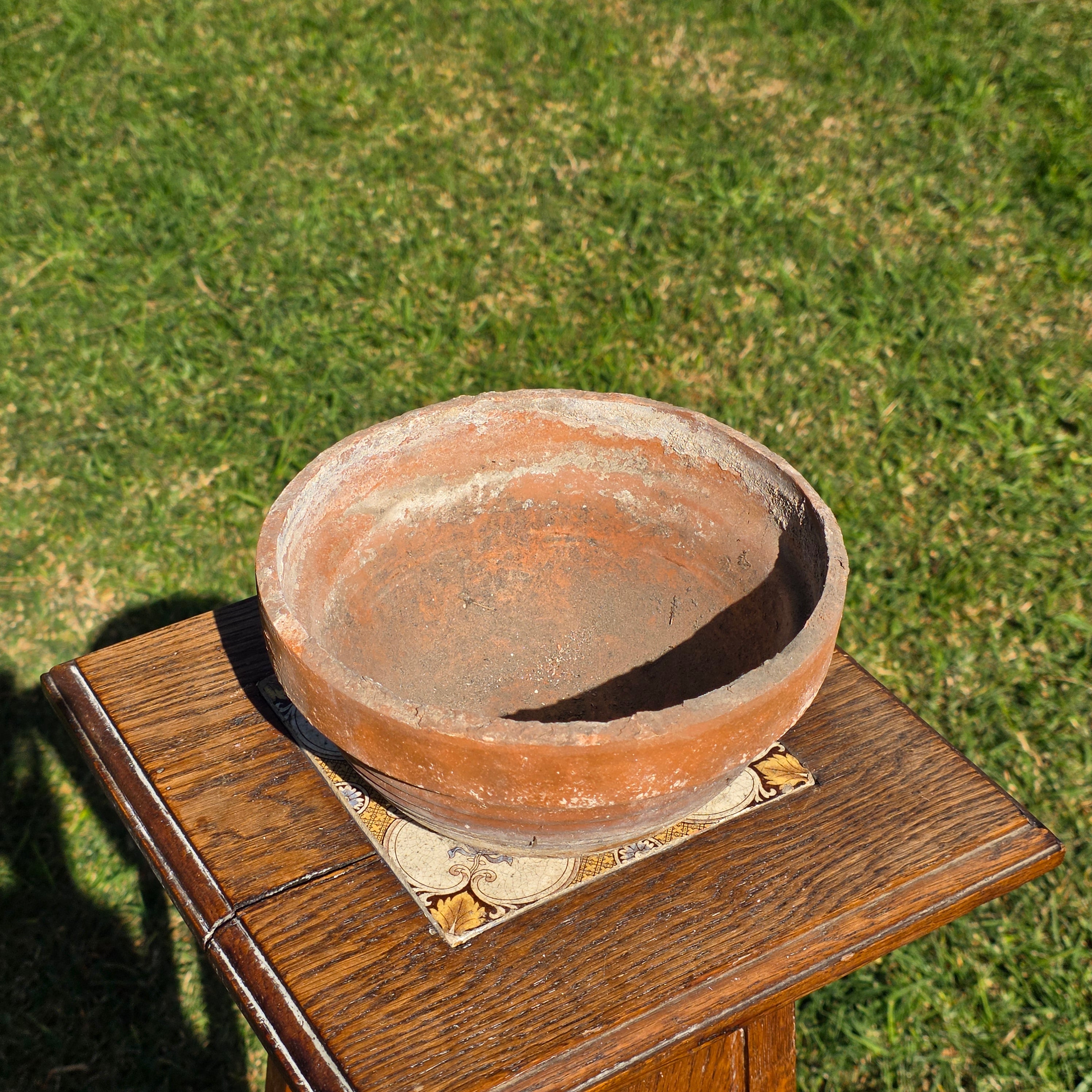 Vintage SILMA Italy Ribbed Terracotta Planter Pot - 7.75" Diameter