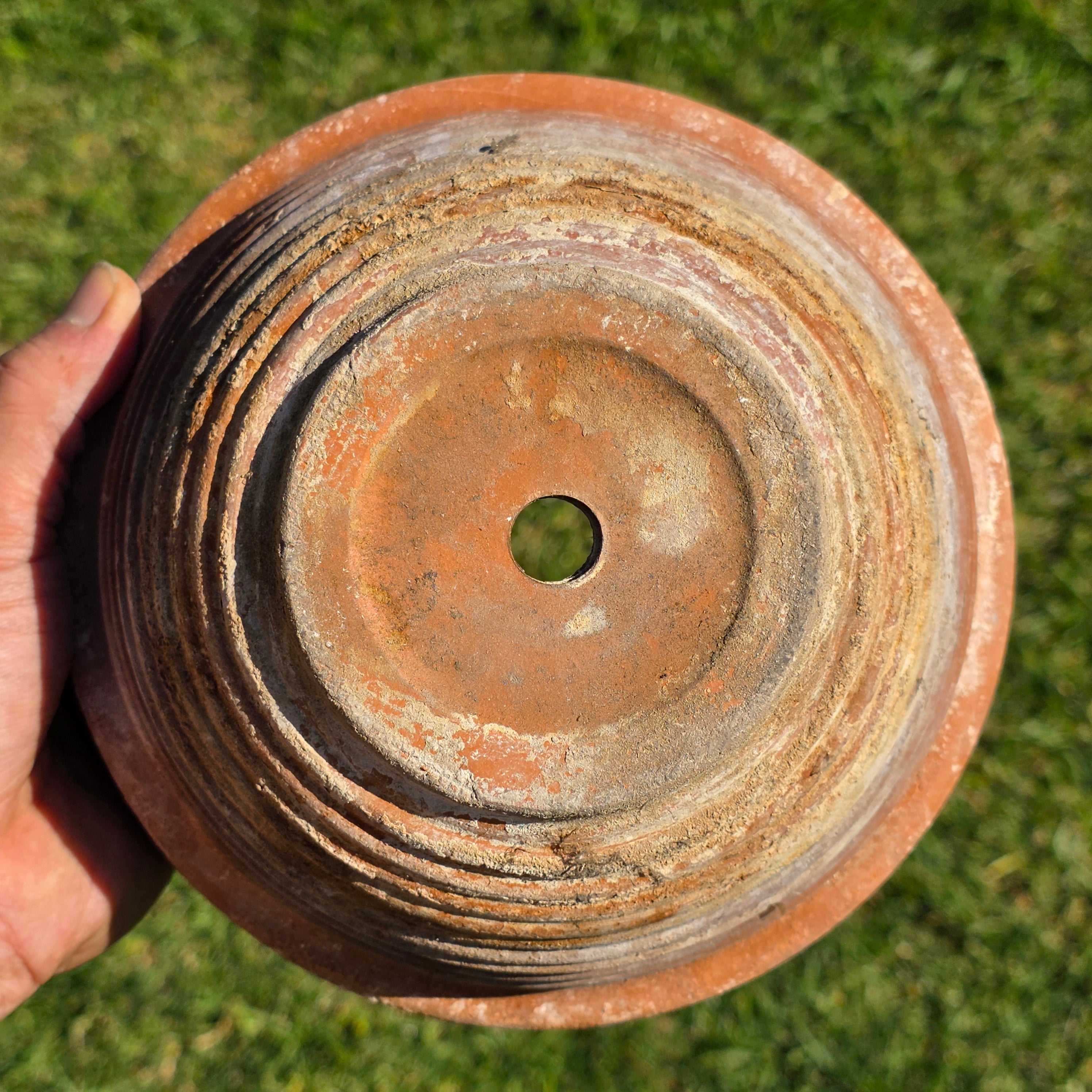 Vintage SILMA Italy Ribbed Terracotta Planter Pot - 7.75" Diameter
