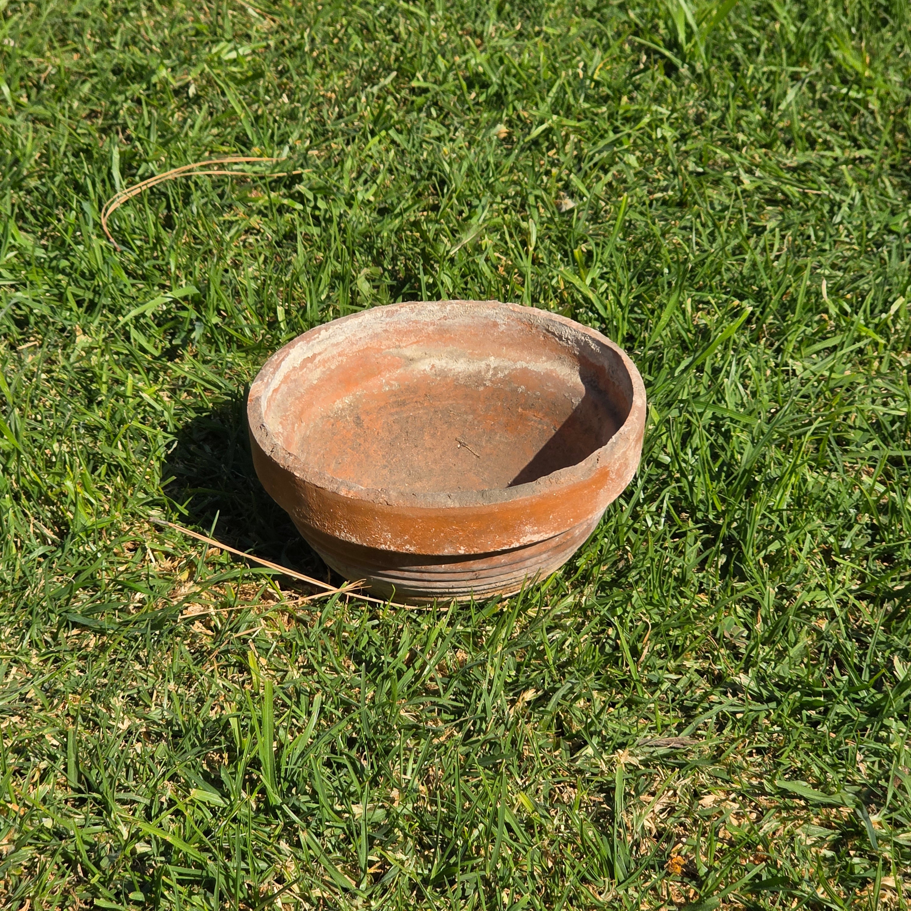 Vintage SILMA Italy Ribbed Terracotta Planter Pot - 7.75" Diameter
