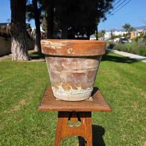Vintage Weathered Terracotta Planter with Natural Antique Patina - 10.75"Dia