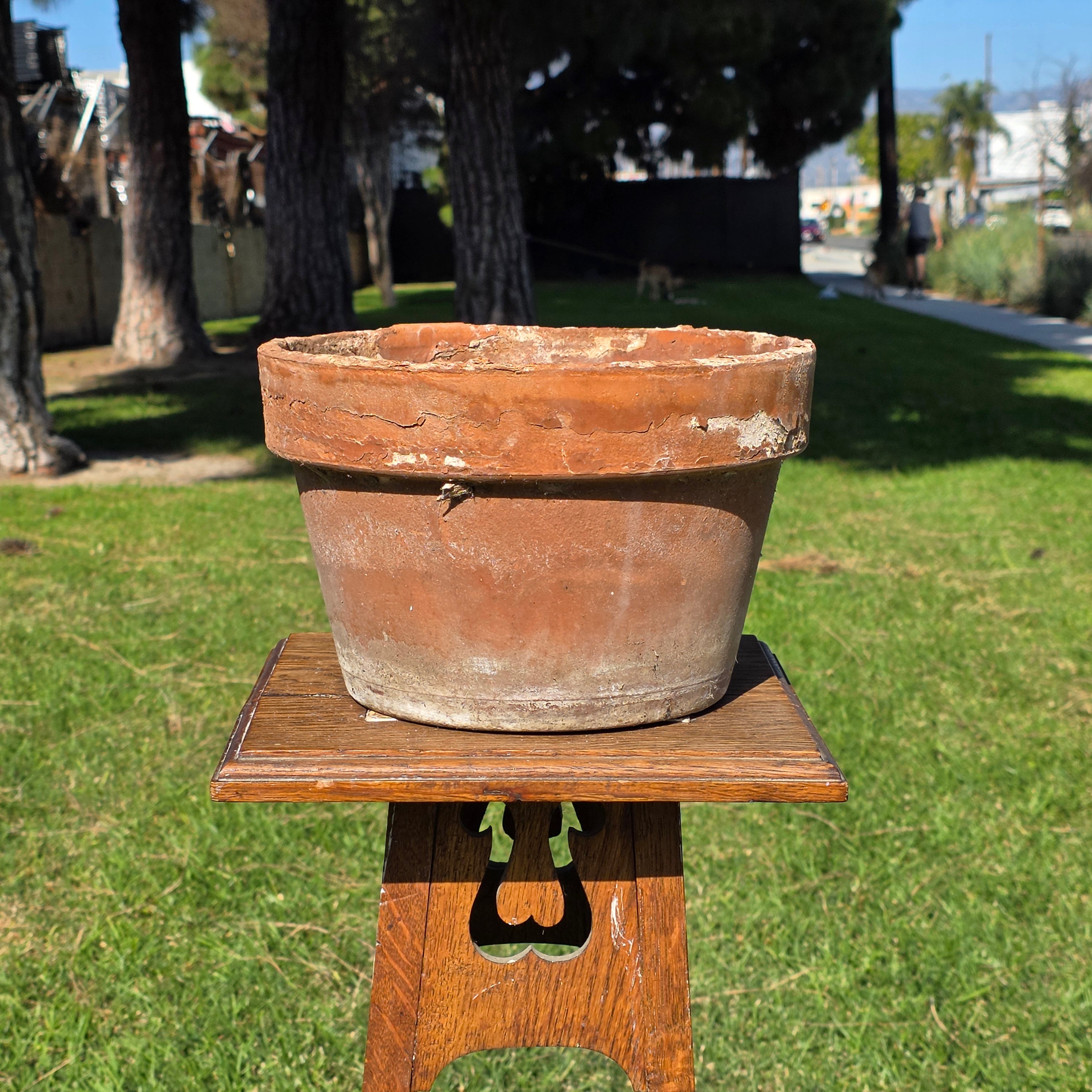 Vintage 10.5" Heavy-Walled Straight Rim Terracotta Planter - Aged Workshop Pot