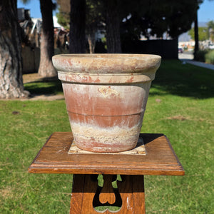 Vintage 8.5" Stepped Rim Terracotta Planter - Aged Architectural Garden Pot