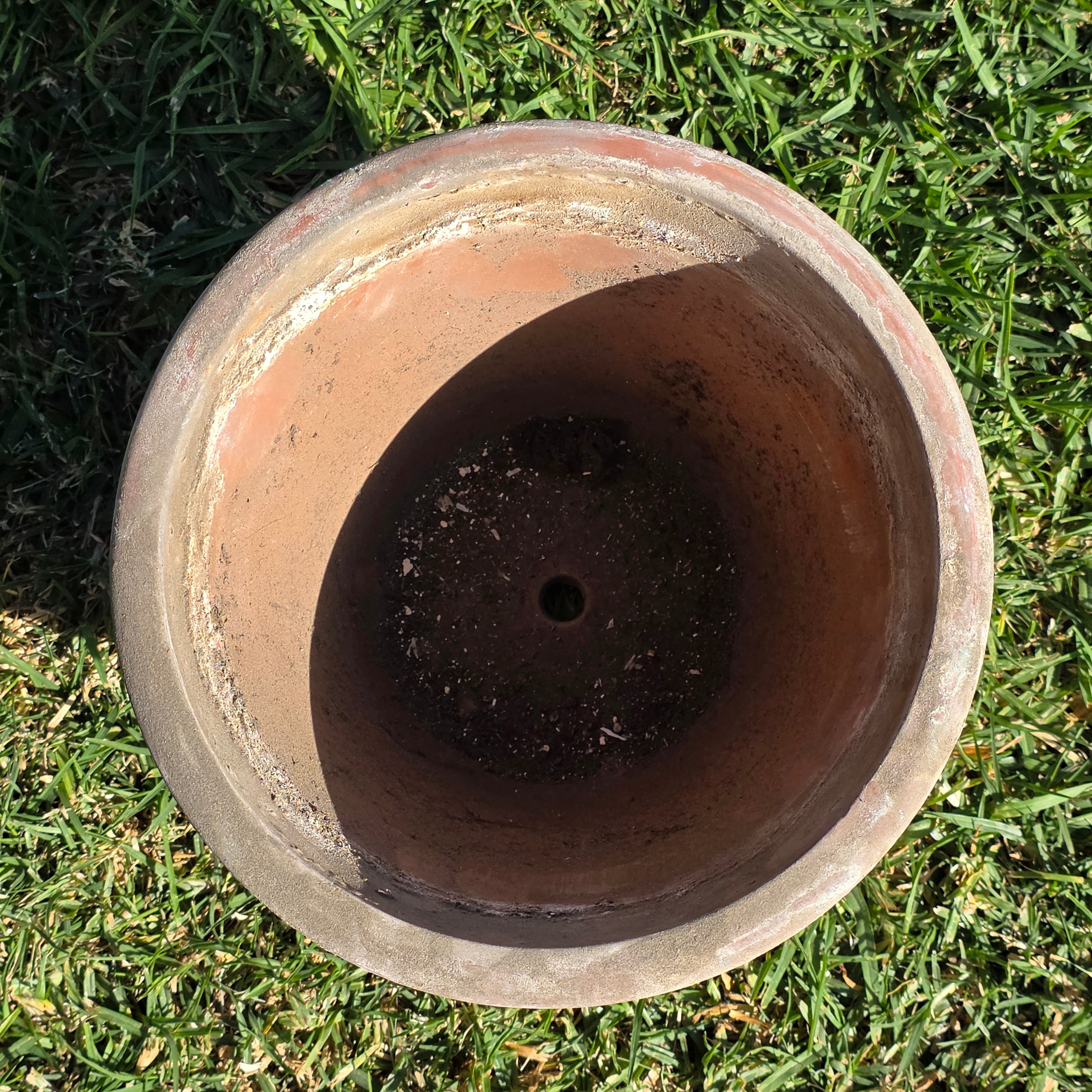 Vintage 8.5" Stepped Rim Terracotta Planter - Aged Architectural Garden Pot