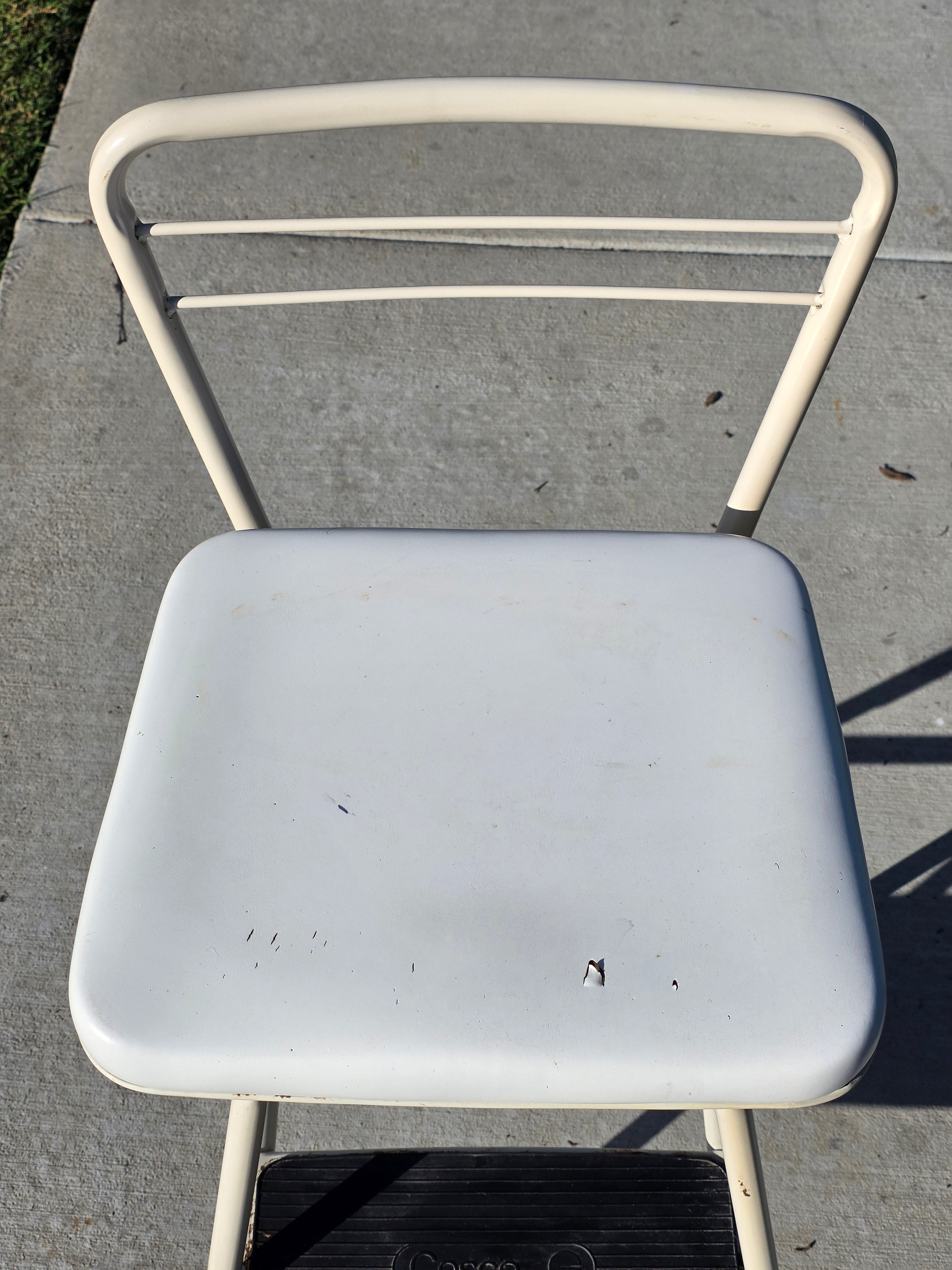 Vintage Cosco Kitchen Step Stool Chair with Lift-Up Seat Cream White