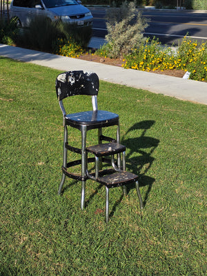 Vintage COSCO 2-Step Stool Kitchen Chair Black Mid-Century Industrial