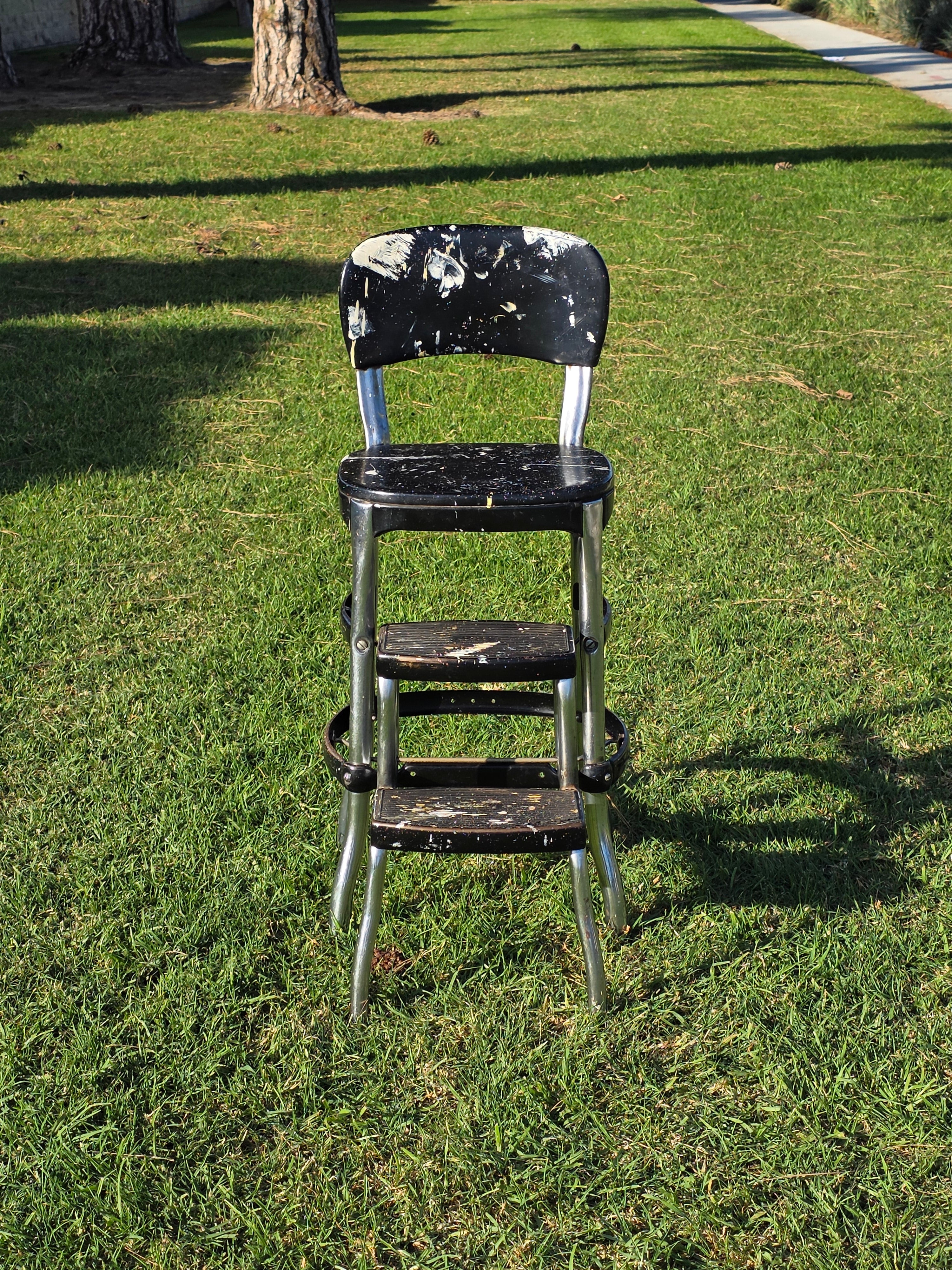 Vintage COSCO 2-Step Stool Kitchen Chair Black Mid-Century Industrial