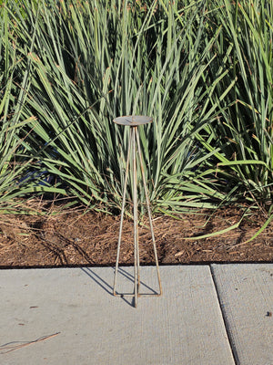 Vintage Mid-Century Modern 4-Leg Iron Pillar Candle Holder Stand 25"H