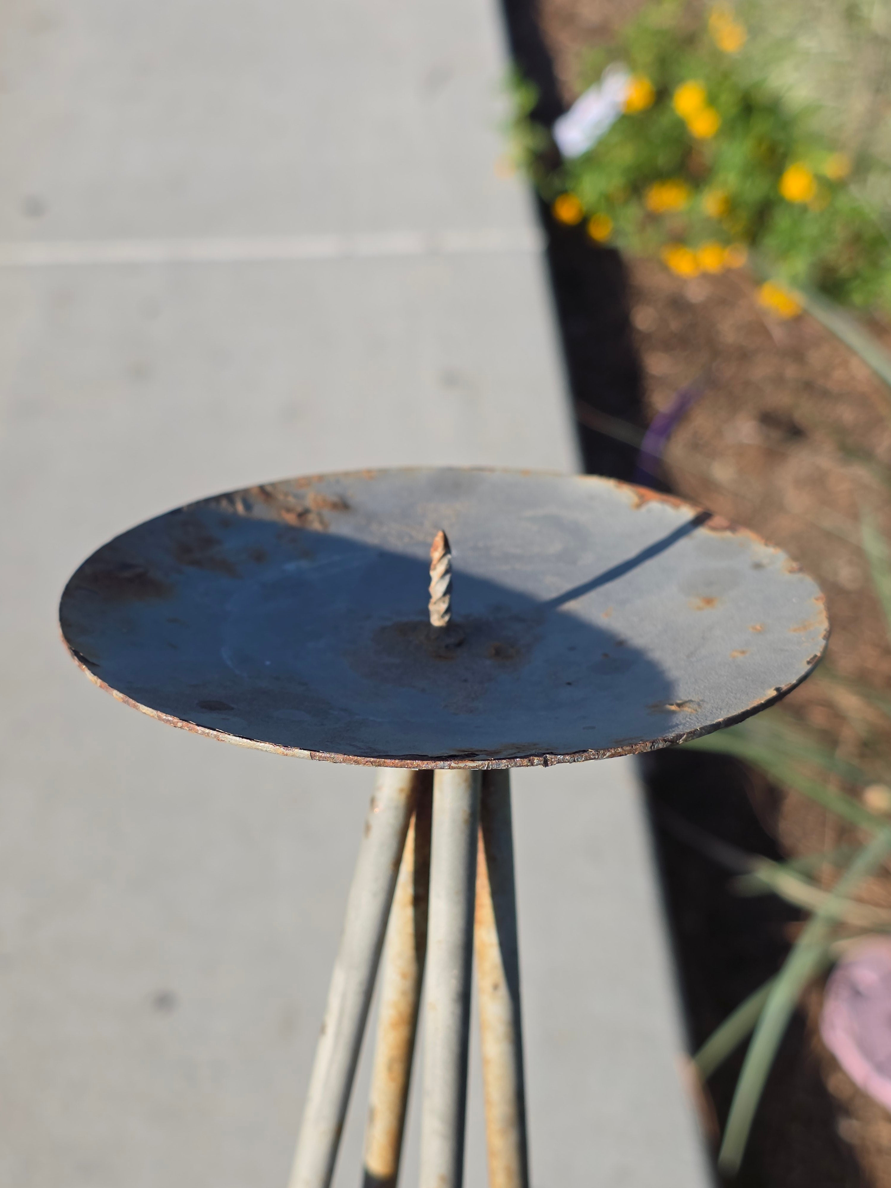 Vintage Mid-Century Modern 4-Leg Iron Pillar Candle Holder Stand 25"H