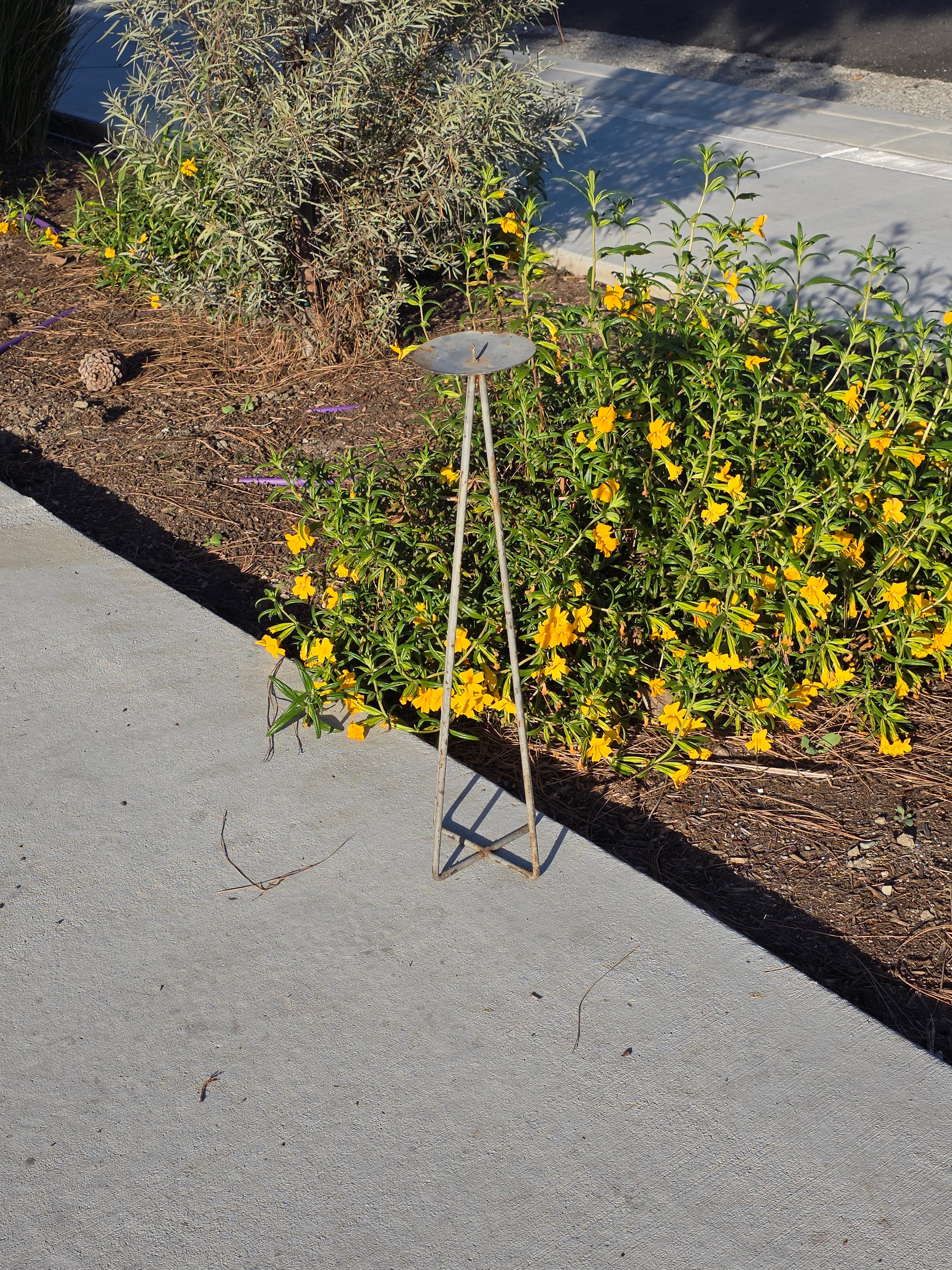 Vintage Mid-Century Modern 4-Leg Iron Pillar Candle Holder Stand 25"H